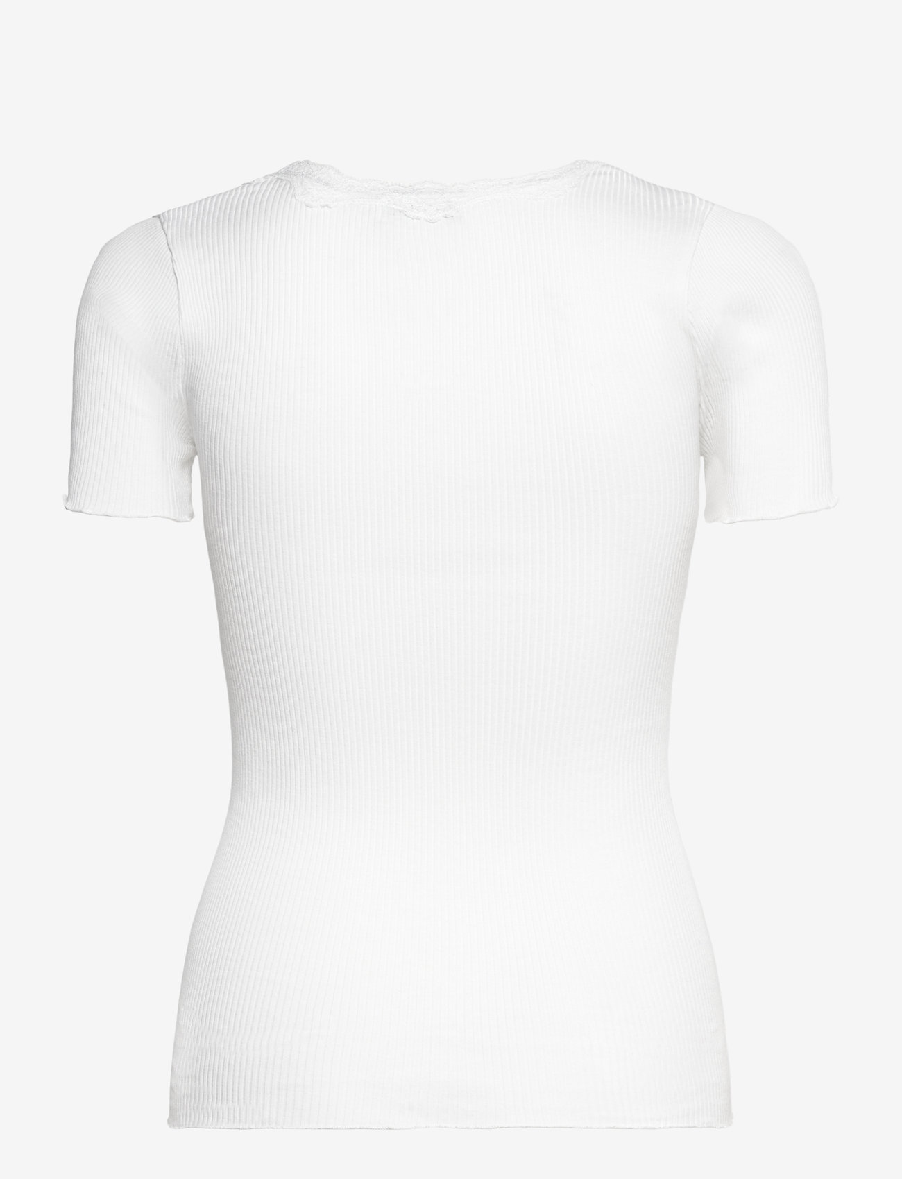 Rosemunde - RWBeatha Silk SS Lace T-shirt - t-shirts - new white - 2