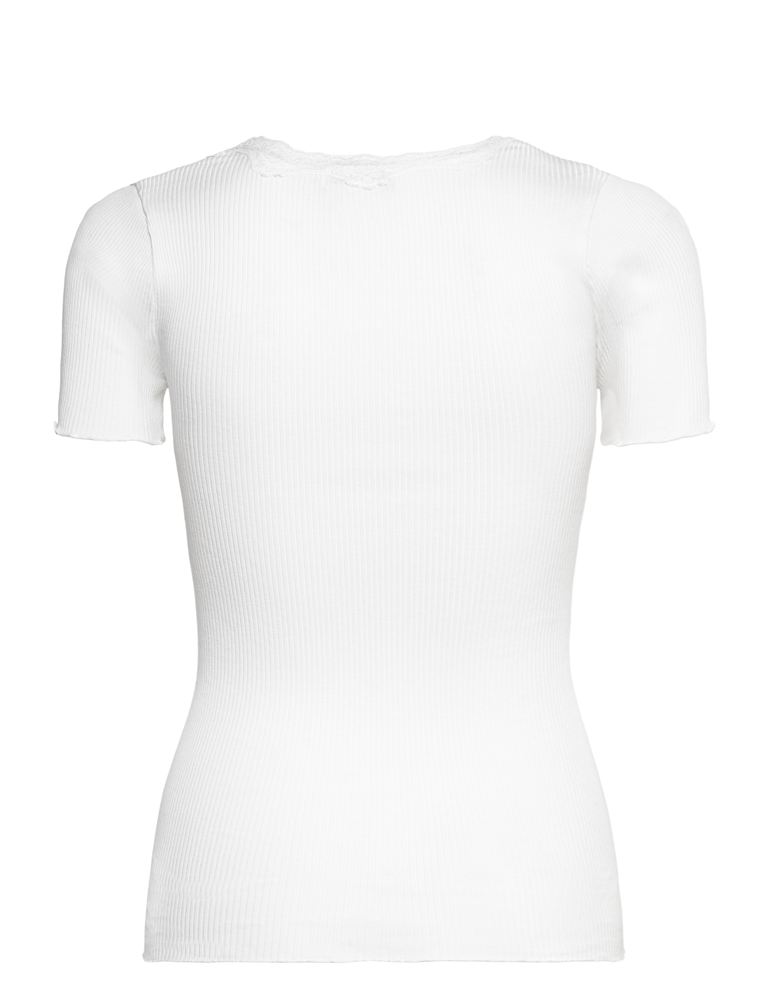 Rosemunde - RWBeatha Silk SS Lace T-shirt - t-shirty - new white - 2
