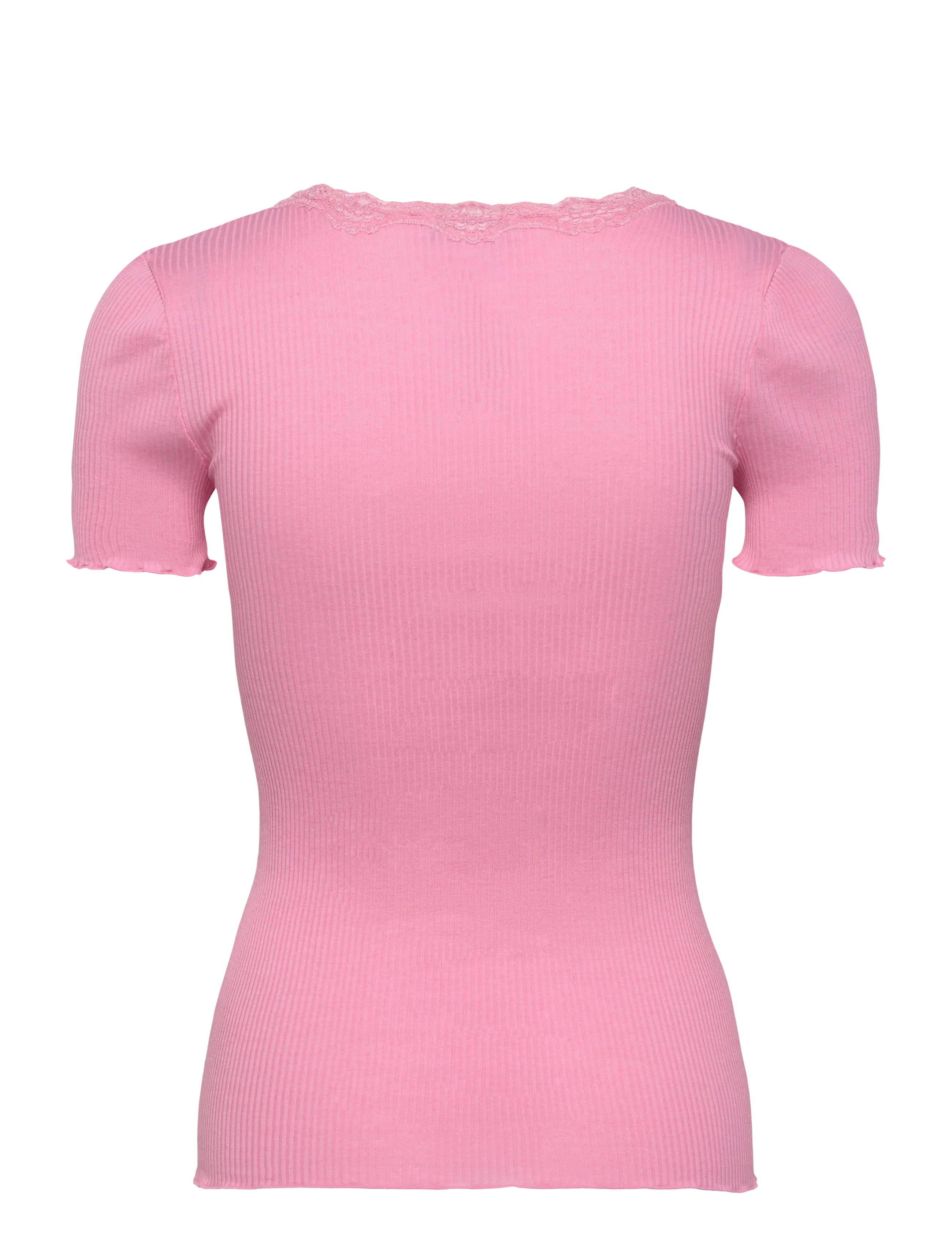 Rosemunde - RWBeatha Silk SS Lace T-shirt - t-shirts - sea pink - 2