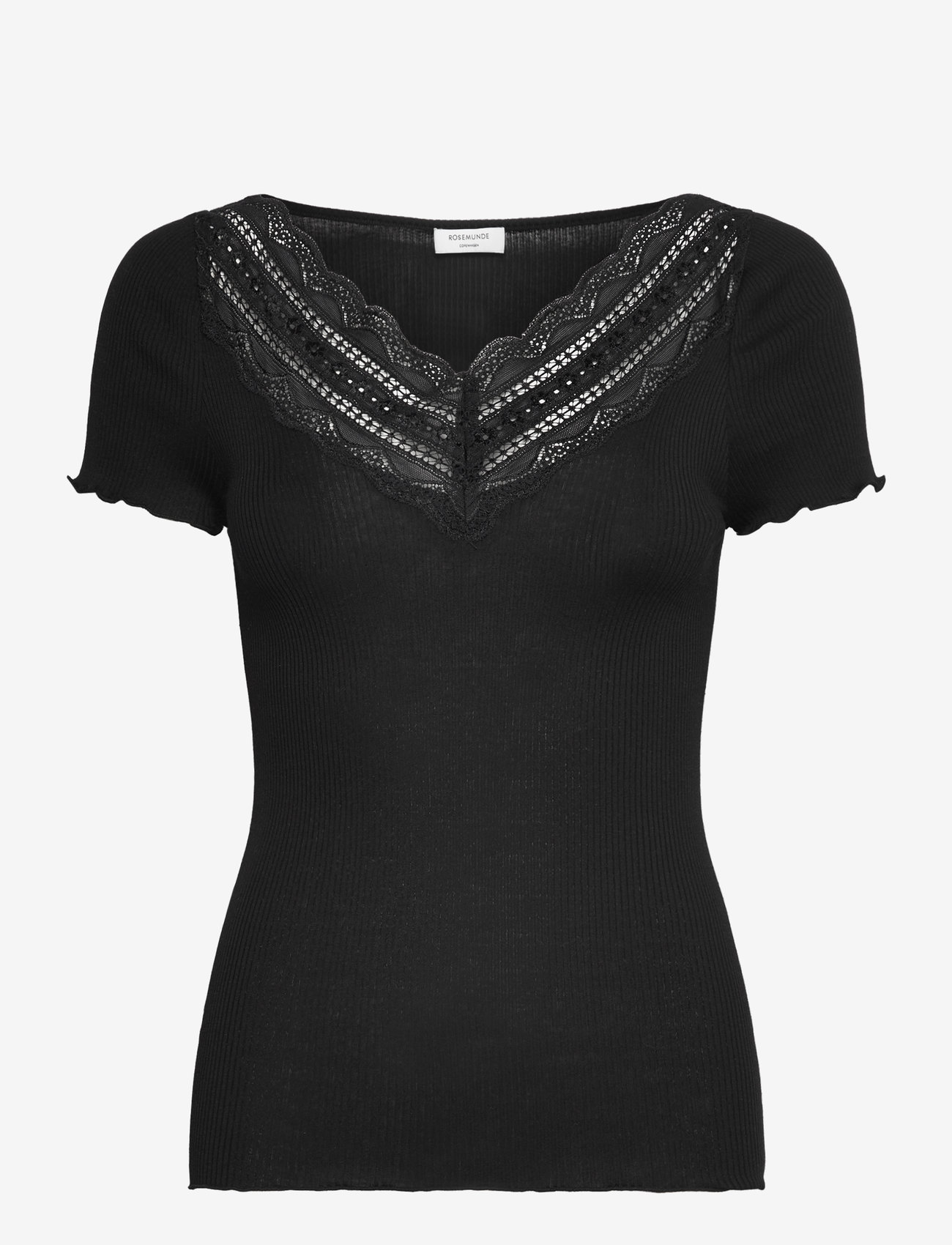 Rosemunde - RWBenita SS Regular V-neck T-shirt - t-shirts - black - 0