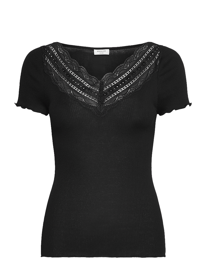 Rosemunde - RWBenita SS Regular V-neck T-shirt - t-shirts - black - 0