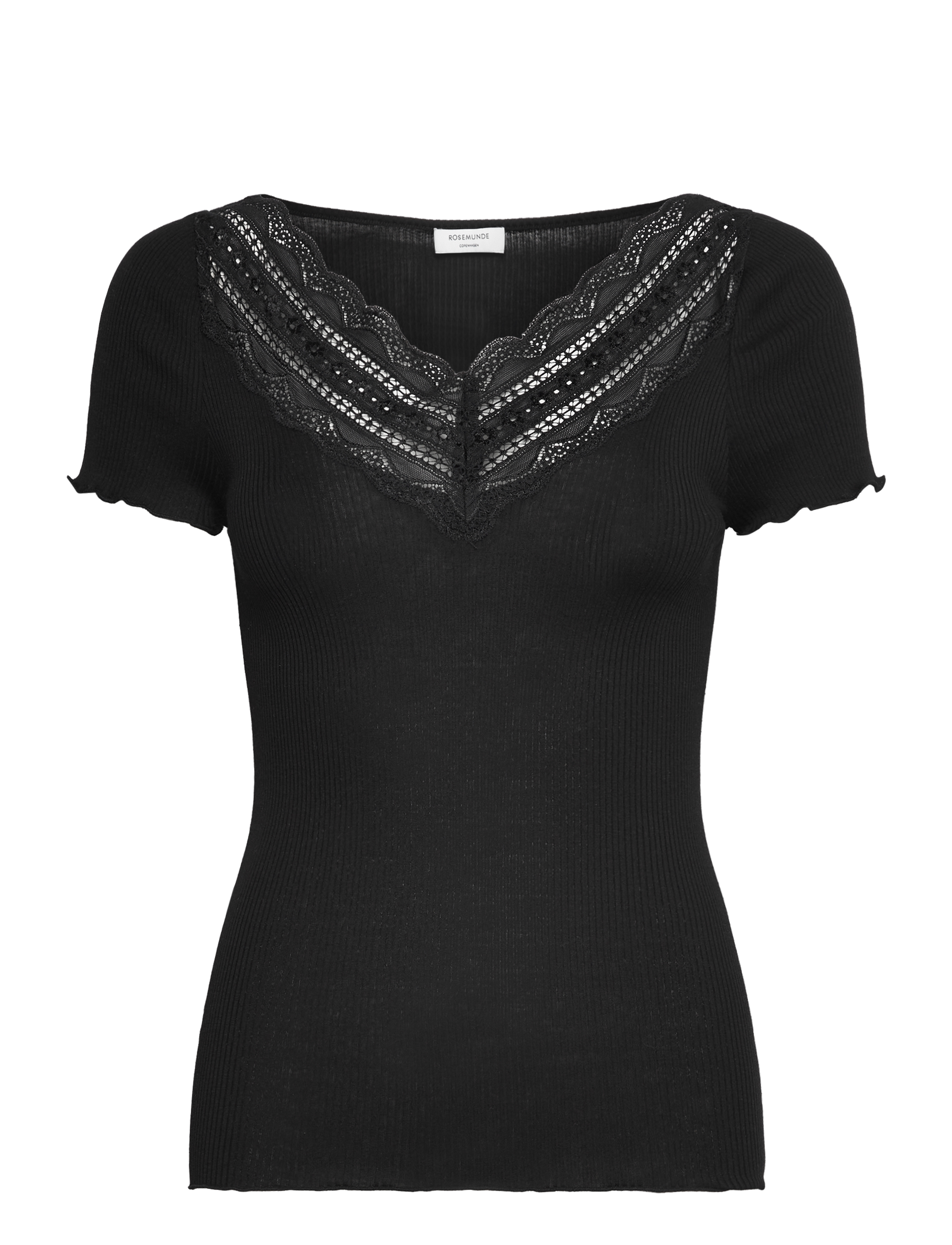 Rosemunde RWBenita SS Regular V-neck T-shirt - Tøj - BLACK / black