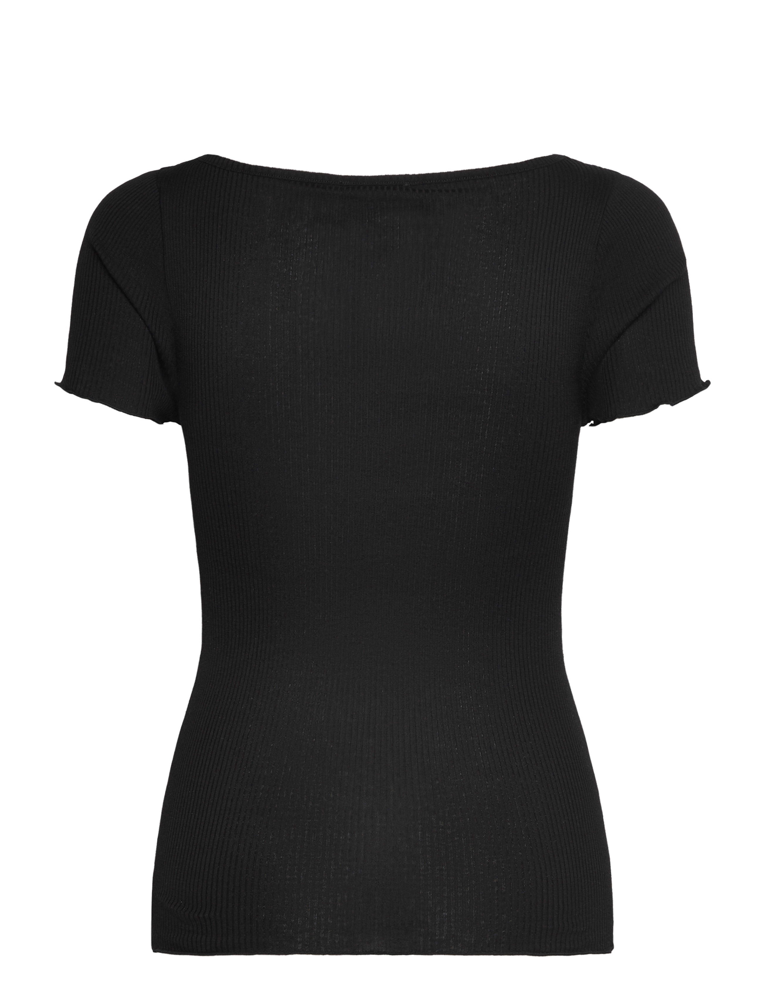 Rosemunde - RWBenita SS Regular V-neck T-shirt - t-shirts - black - 1