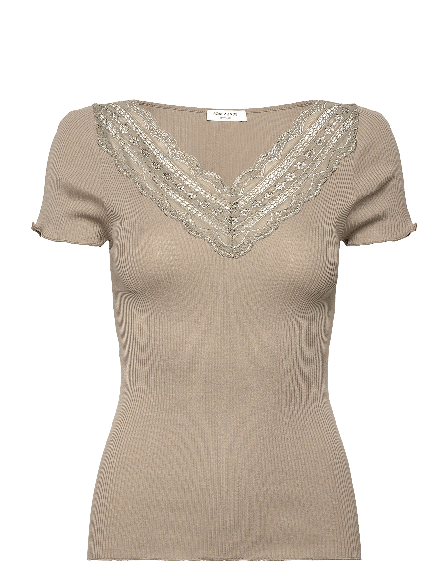 Rosemunde - RWBenita SS Regular V-neck T-shirt - t-shirts - laurel oak - 1