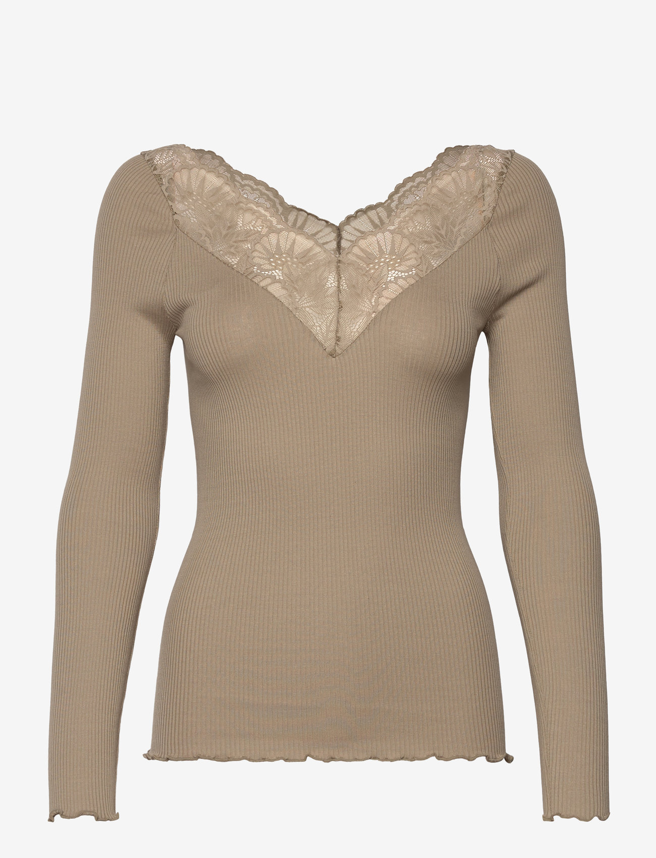 Rosemunde - RWBeatha Silk LS Lace T-shirt - topy z długimi rękawami - laurel oak - 1