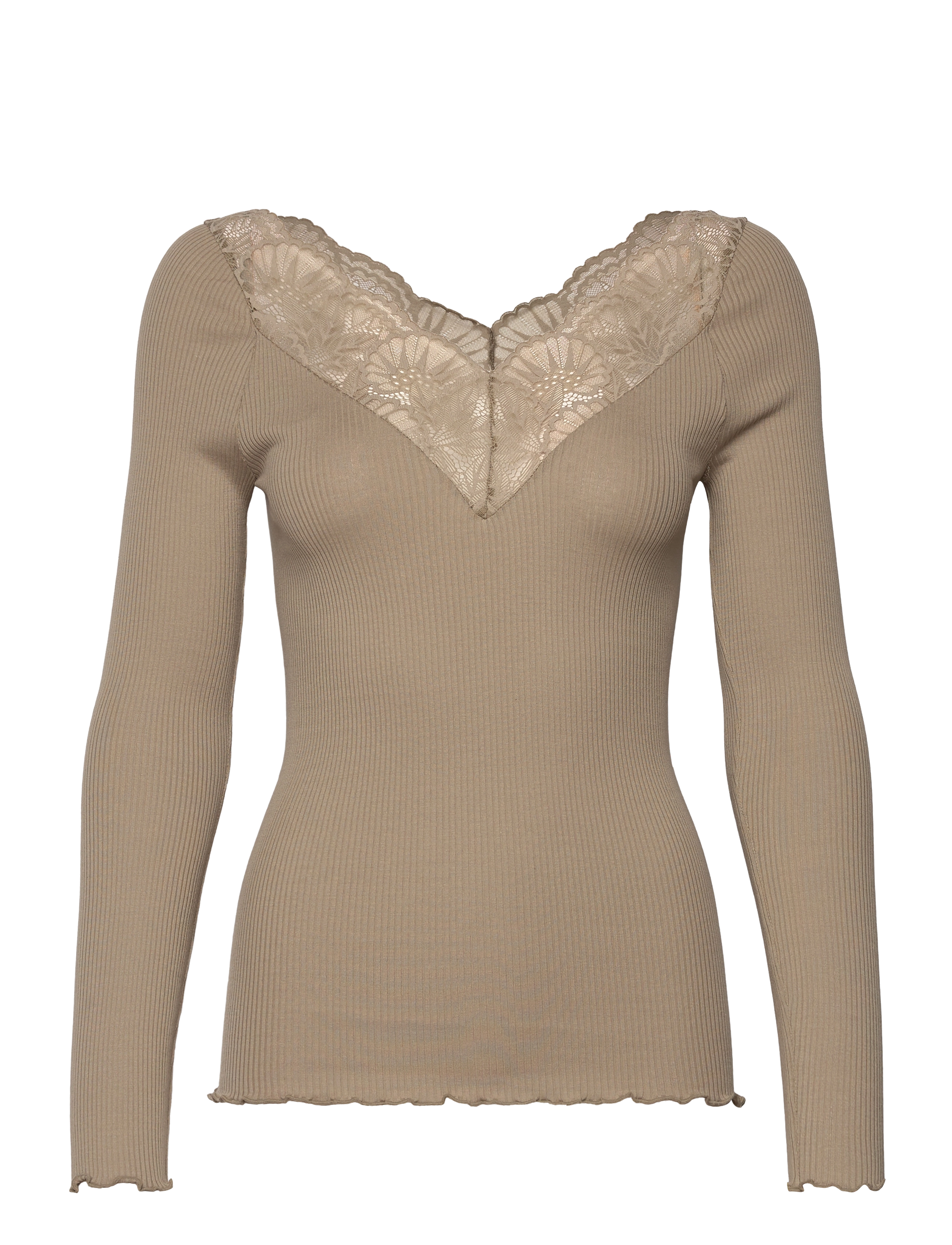 Rosemunde RWBeatha LS regular t-shirt - Transitional Layering - LAUREL OAK / beige