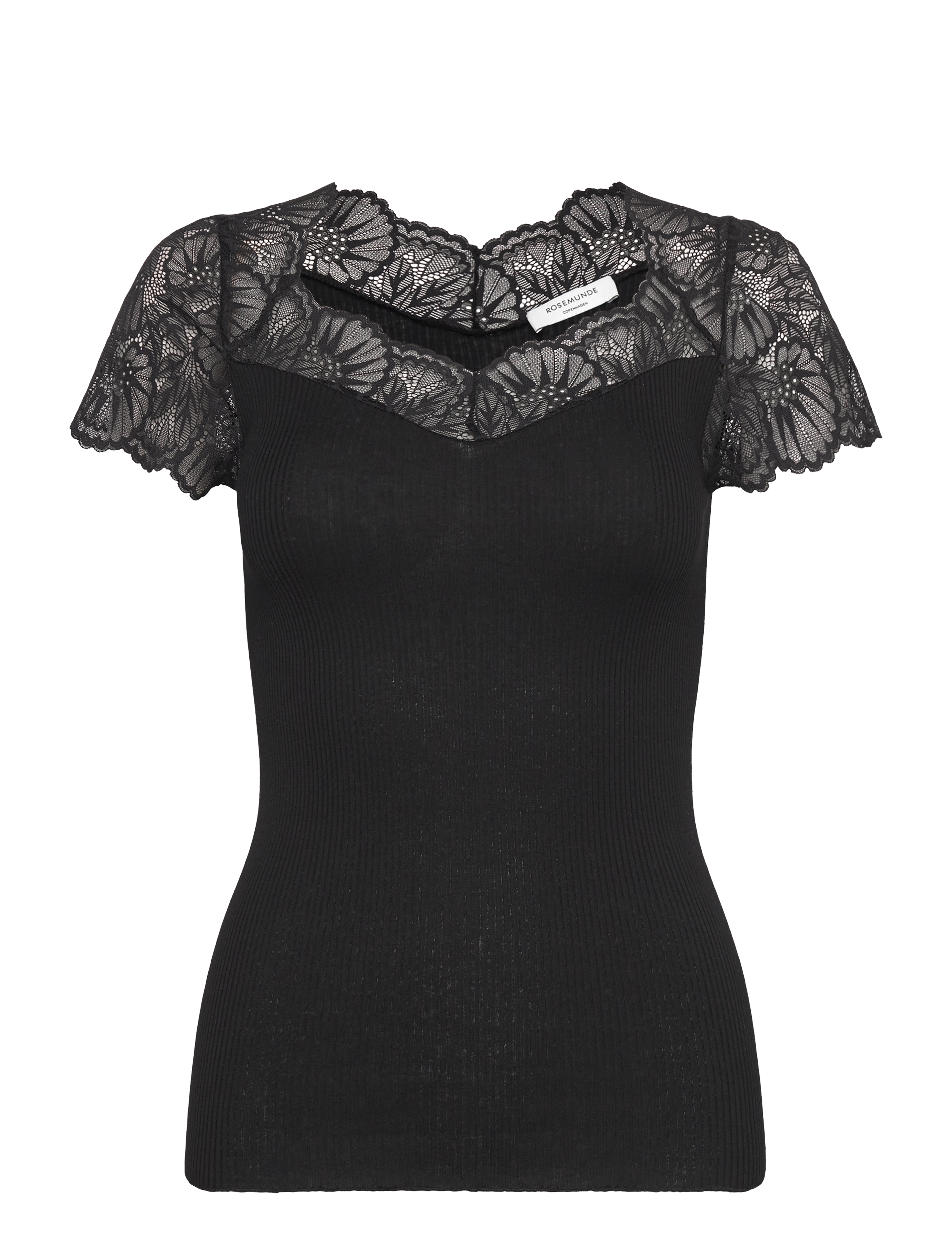 Rosemunde RWBeatha Silk Capsleeve T-shirt - Tøj - BLACK / black