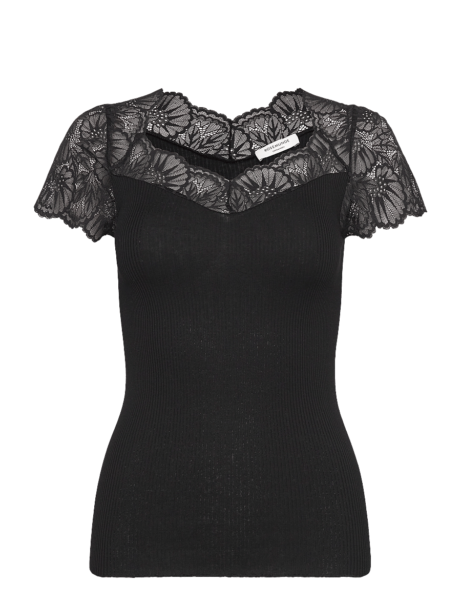 Rosemunde - RWBeatha Silk Capsleeve T-shirt - t-shirts - black - 1