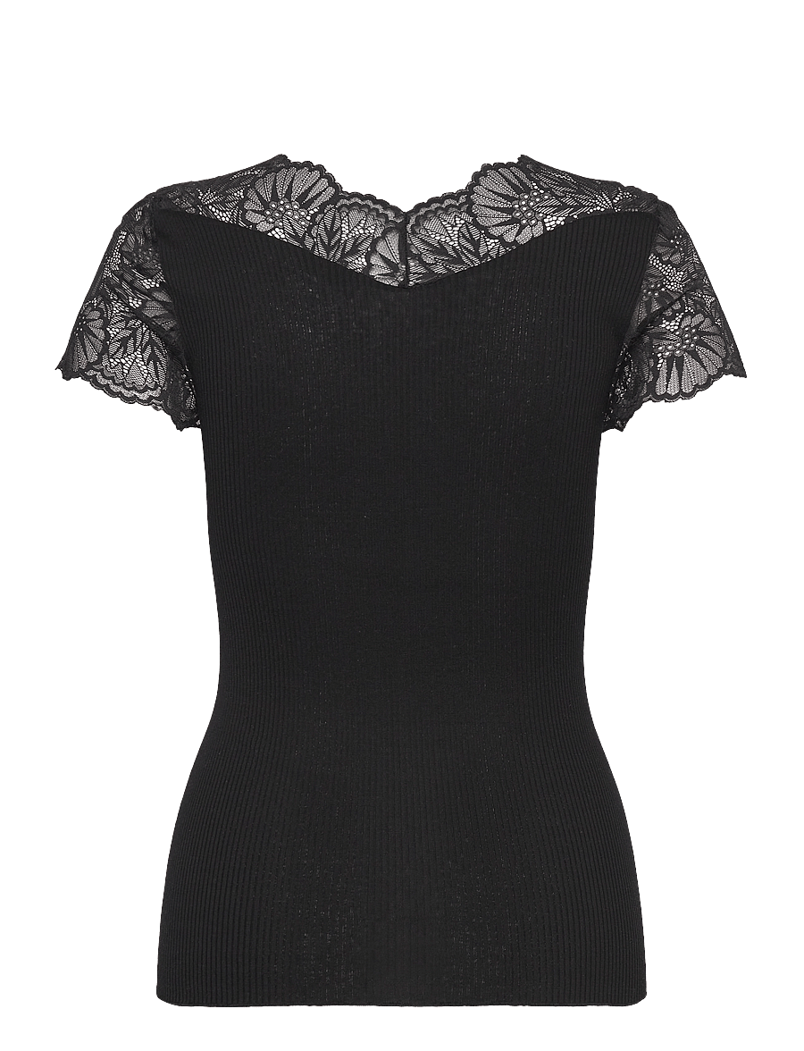 Rosemunde - RWBeatha Silk Capsleeve T-shirt - t-shirts - black - 2