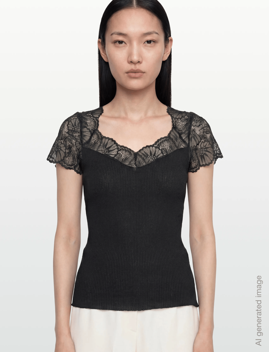Rosemunde - RWBeatha Silk Capsleeve T-shirt - t-shirts - black - 3