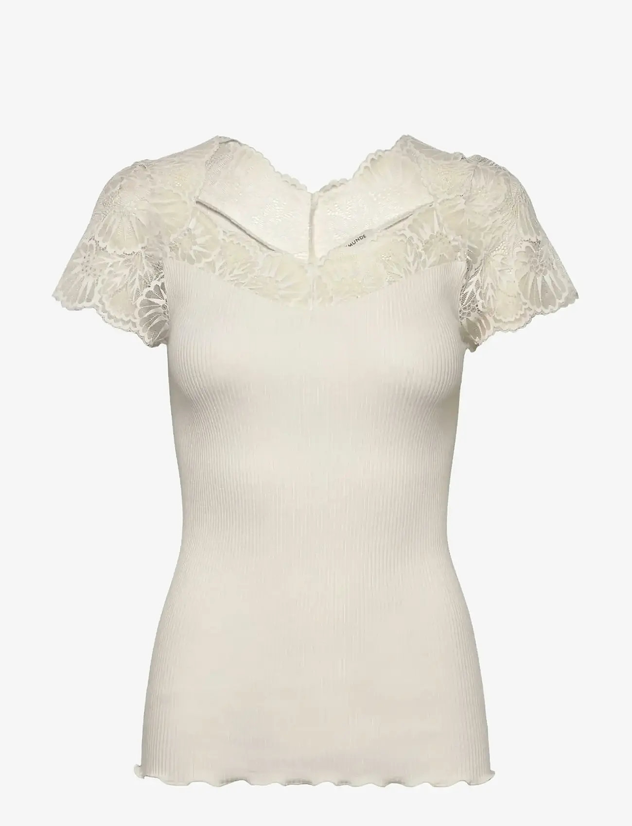 Rosemunde - RWBeatha Silk Capsleeve T-shirt - marškinėliai - ivory - 1