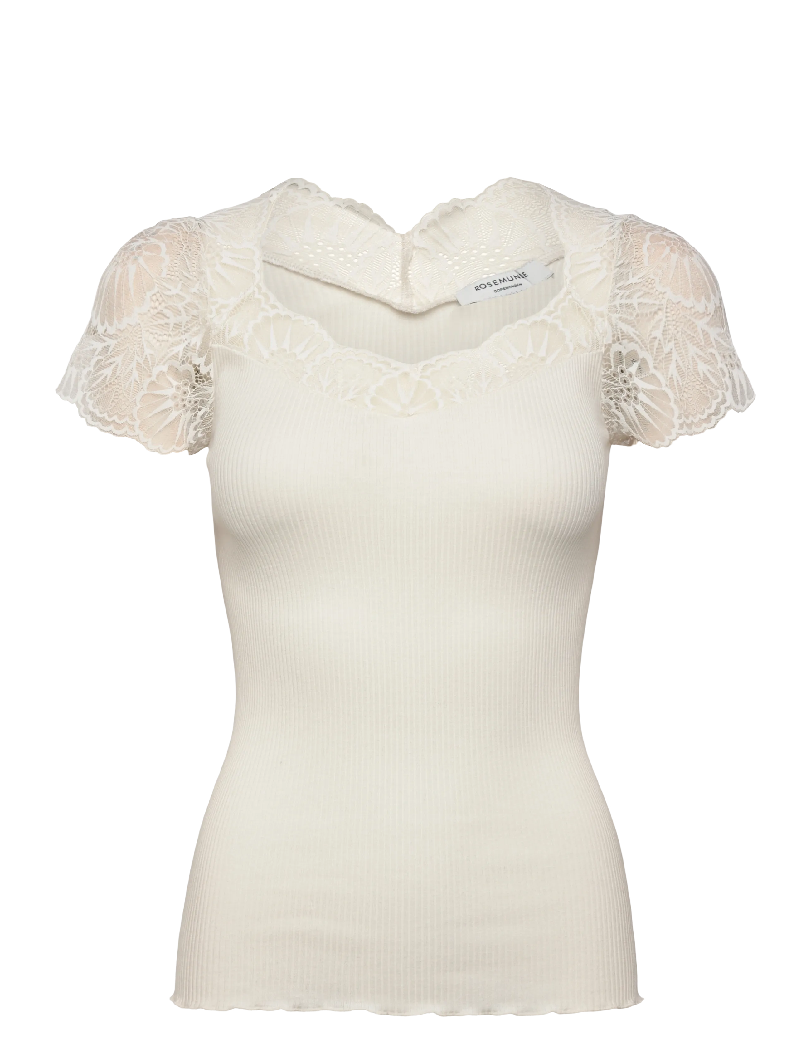 Rosemunde RWBeatha Silk Capsleeve T-shirt - T-shirts & Toppe - IVORY / cream