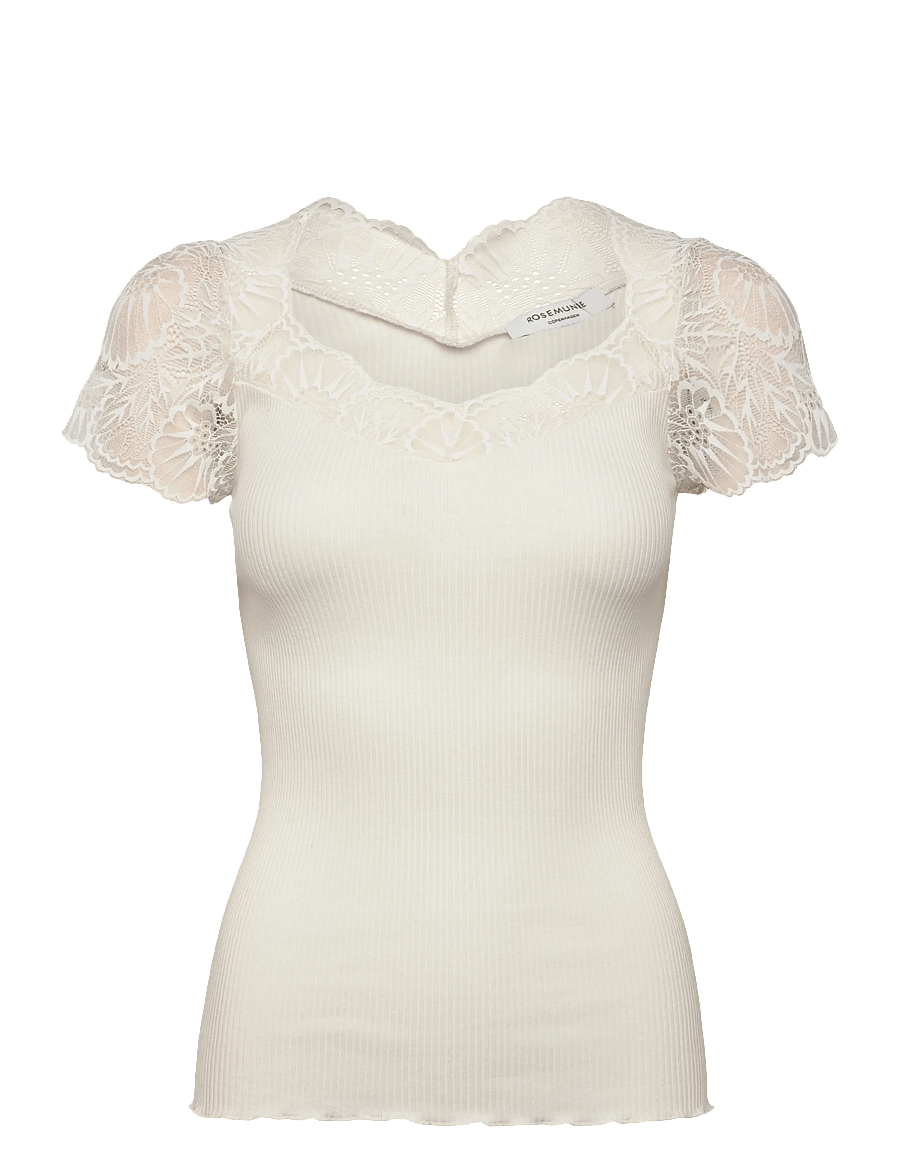 Rosemunde - RWBeatha Silk Capsleeve T-shirt - t-särgid - ivory - 1