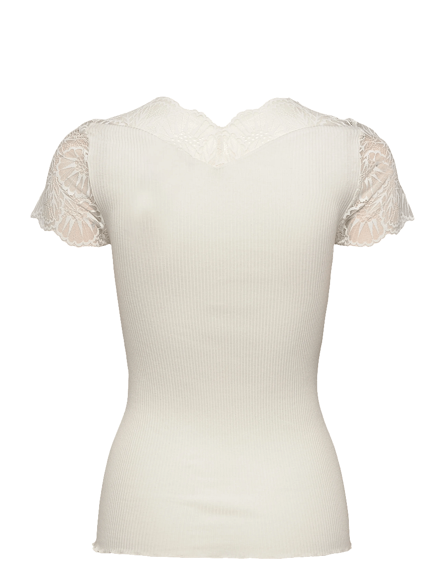 Rosemunde - RWBeatha Silk Capsleeve T-shirt - t-särgid - ivory - 2