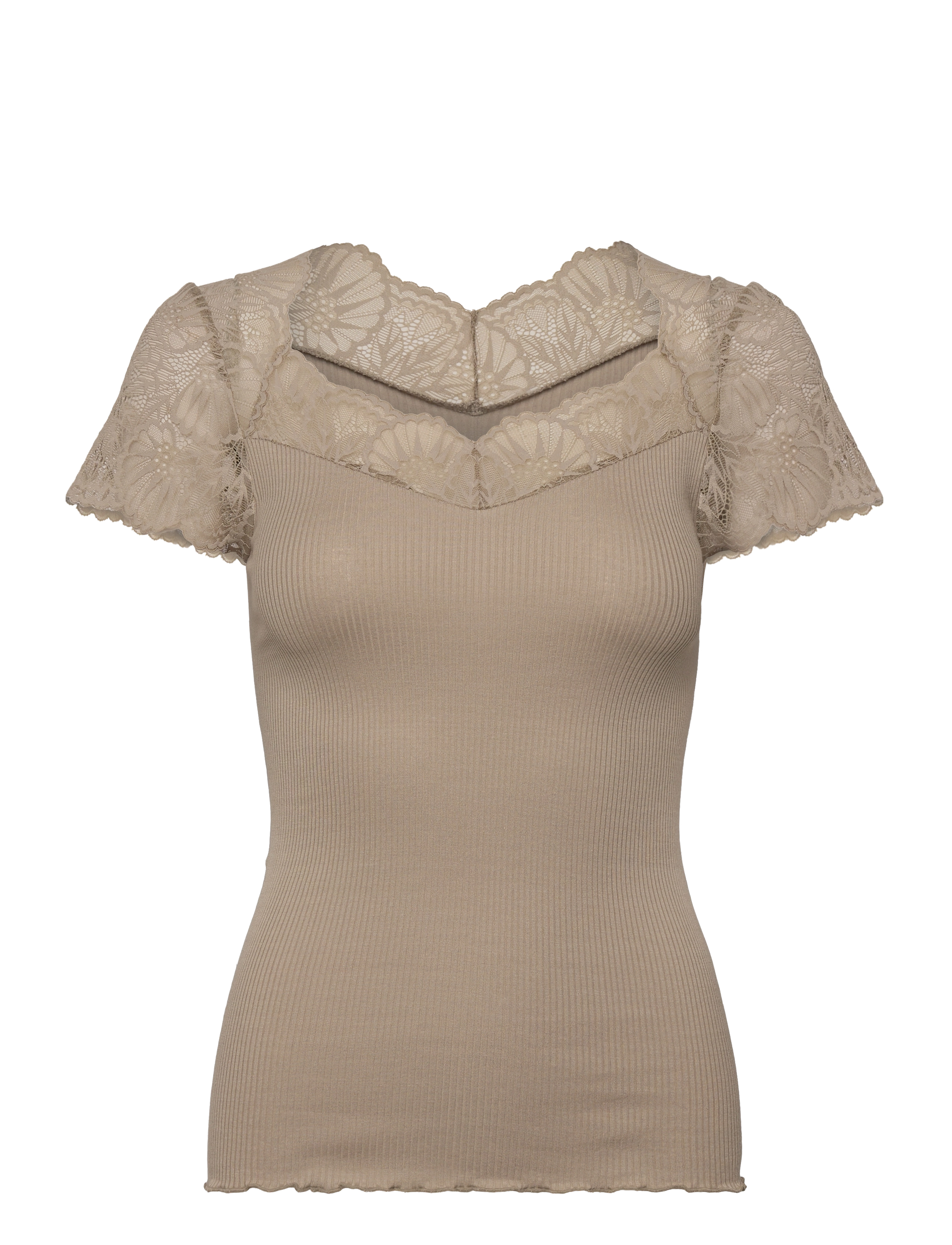 Rosemunde RWBeatha Silk Capsleeve T-shirt - Plus Size - LAUREL OAK / beige