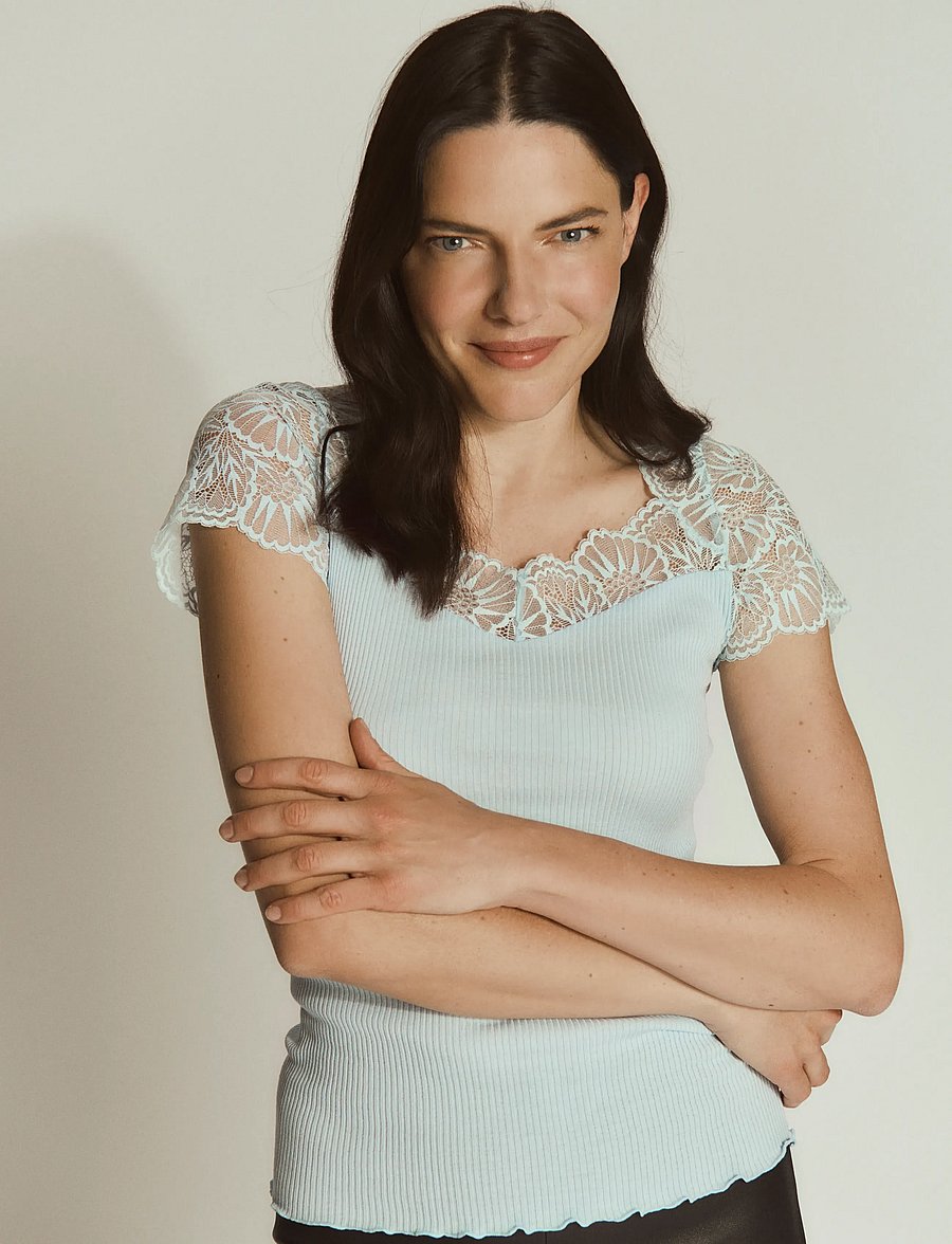 Rosemunde - RWBeatha Silk Capsleeve T-shirt - t-shirty - nantucket blue - 0