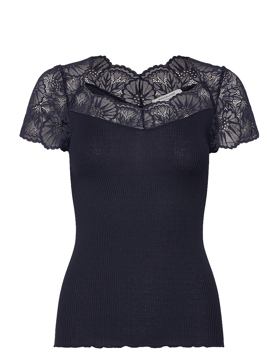 Rosemunde - RWBeatha Silk Capsleeve T-shirt - t-shirts - navy - 1