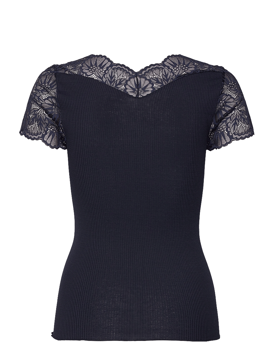 Rosemunde - RWBeatha Silk Capsleeve T-shirt - t-shirts - navy - 2
