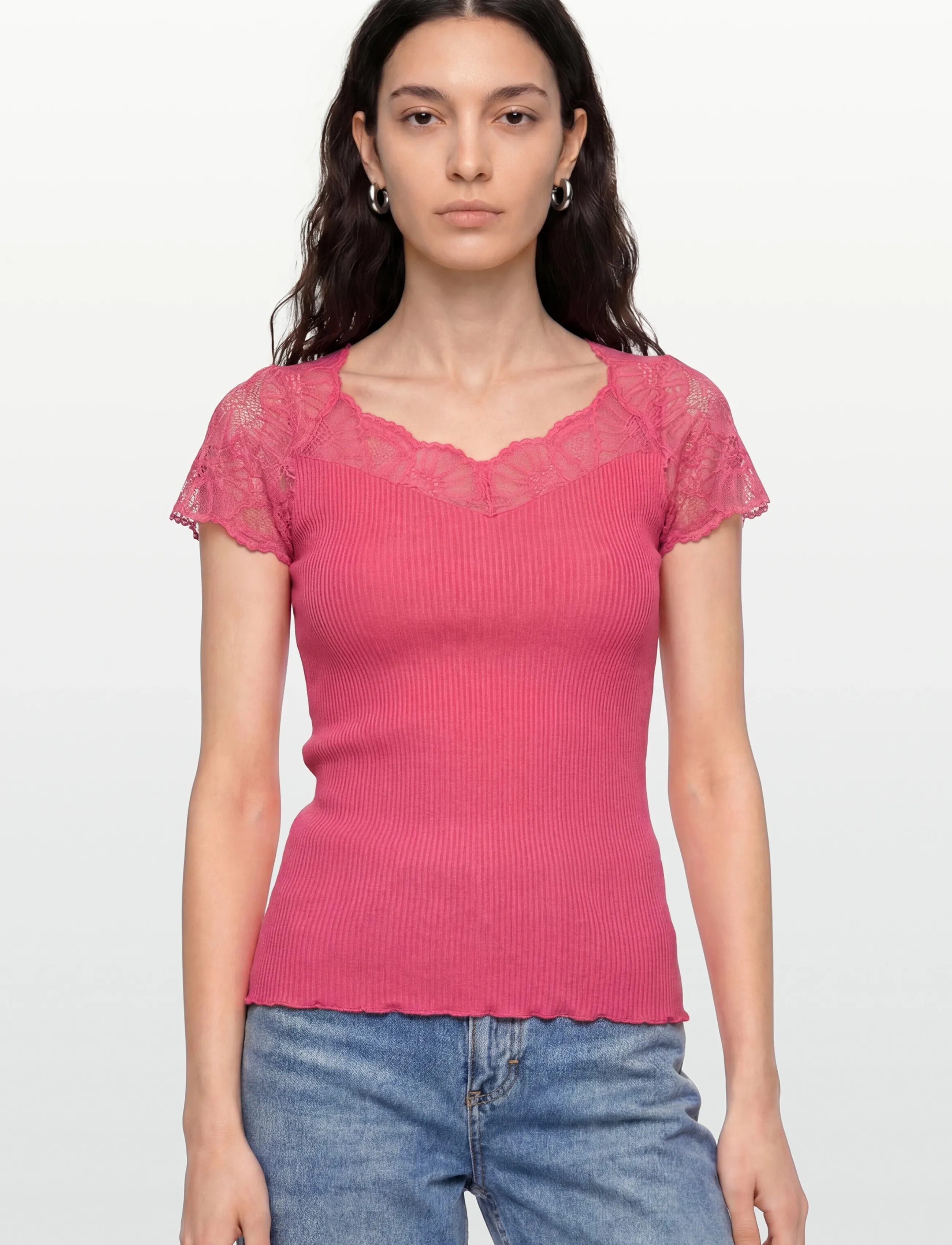 Rosemunde - RWBeatha Silk Capsleeve T-shirt - t-shirts - rapture rose - 3