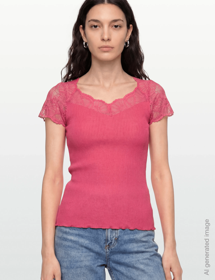 Rosemunde - RWBeatha Silk Capsleeve T-shirt - t-shirts - rapture rose - 3
