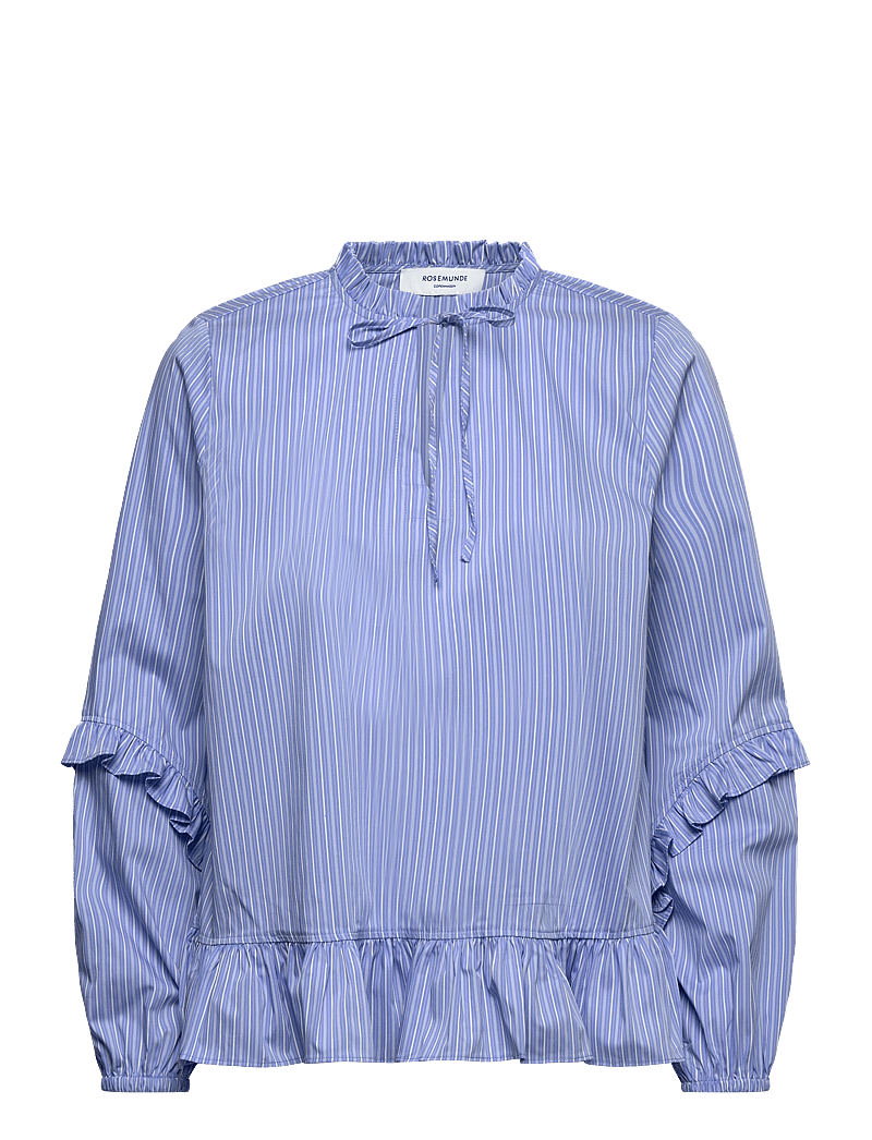 Rosemunde - RWIris Stripe LS Regular Blouse - langärmlige blusen - blue stripe - 1