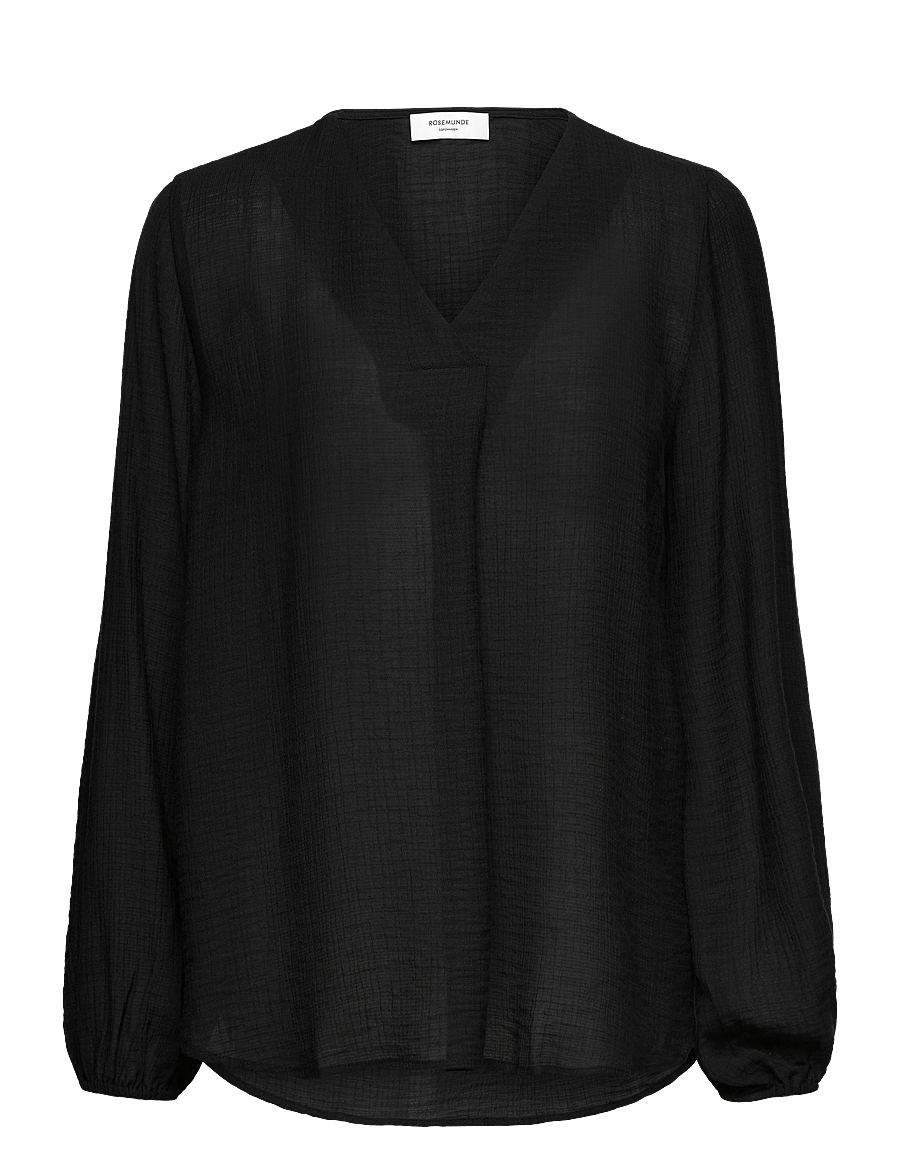 Rosemunde - RWRoa LS Long Blouse - long sleeved blouses - black - 0