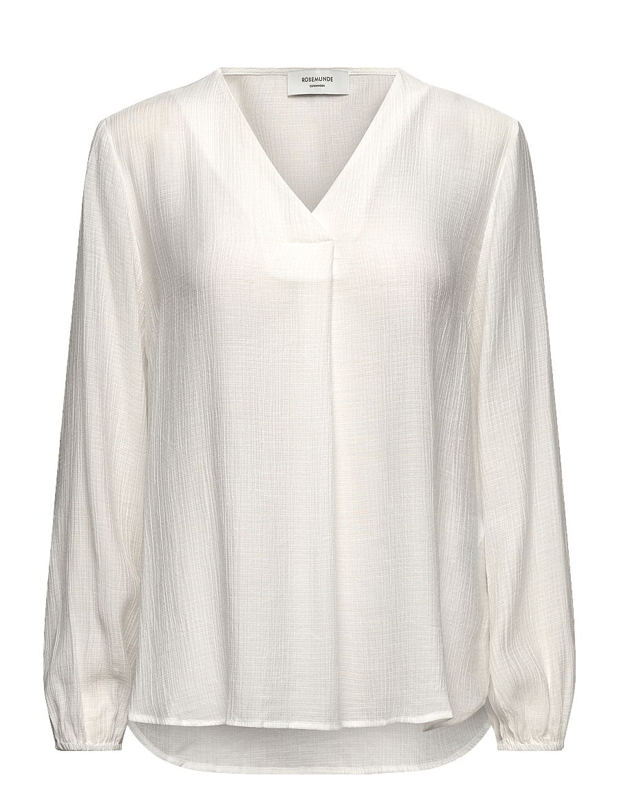 Rosemunde - RWRoa LS Long Blouse - long sleeved blouses - cloud dancer - 0