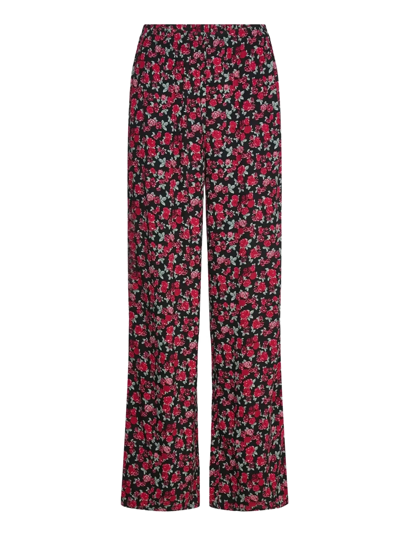 Rosemunde - RWElif MW Trousers - wide leg trousers - dark romantic rose print - 1