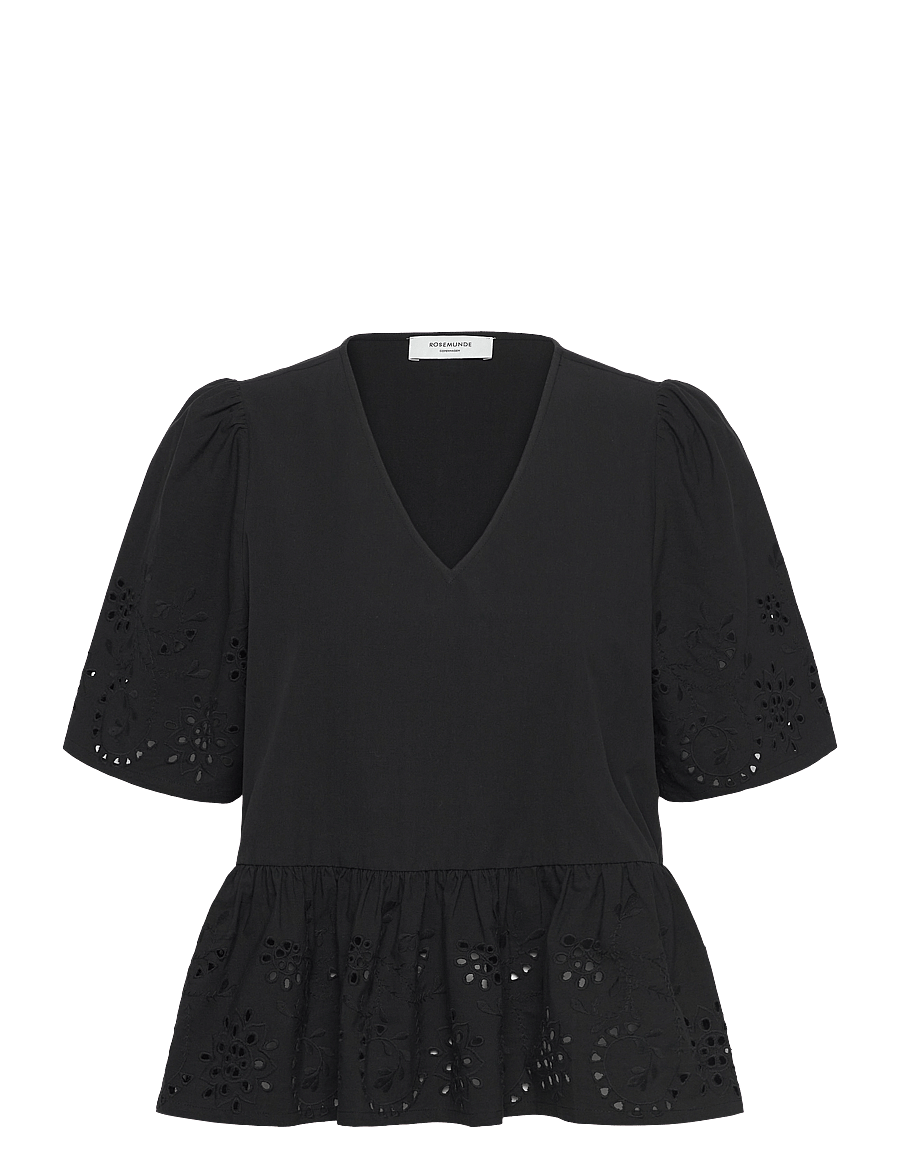Rosemunde - RWLauren SS Regular Blouse - kortærmede bluser - black - 0