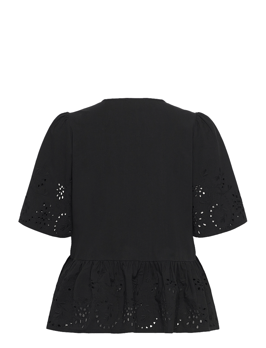 Rosemunde - RWLauren SS Regular Blouse - kortærmede bluser - black - 1
