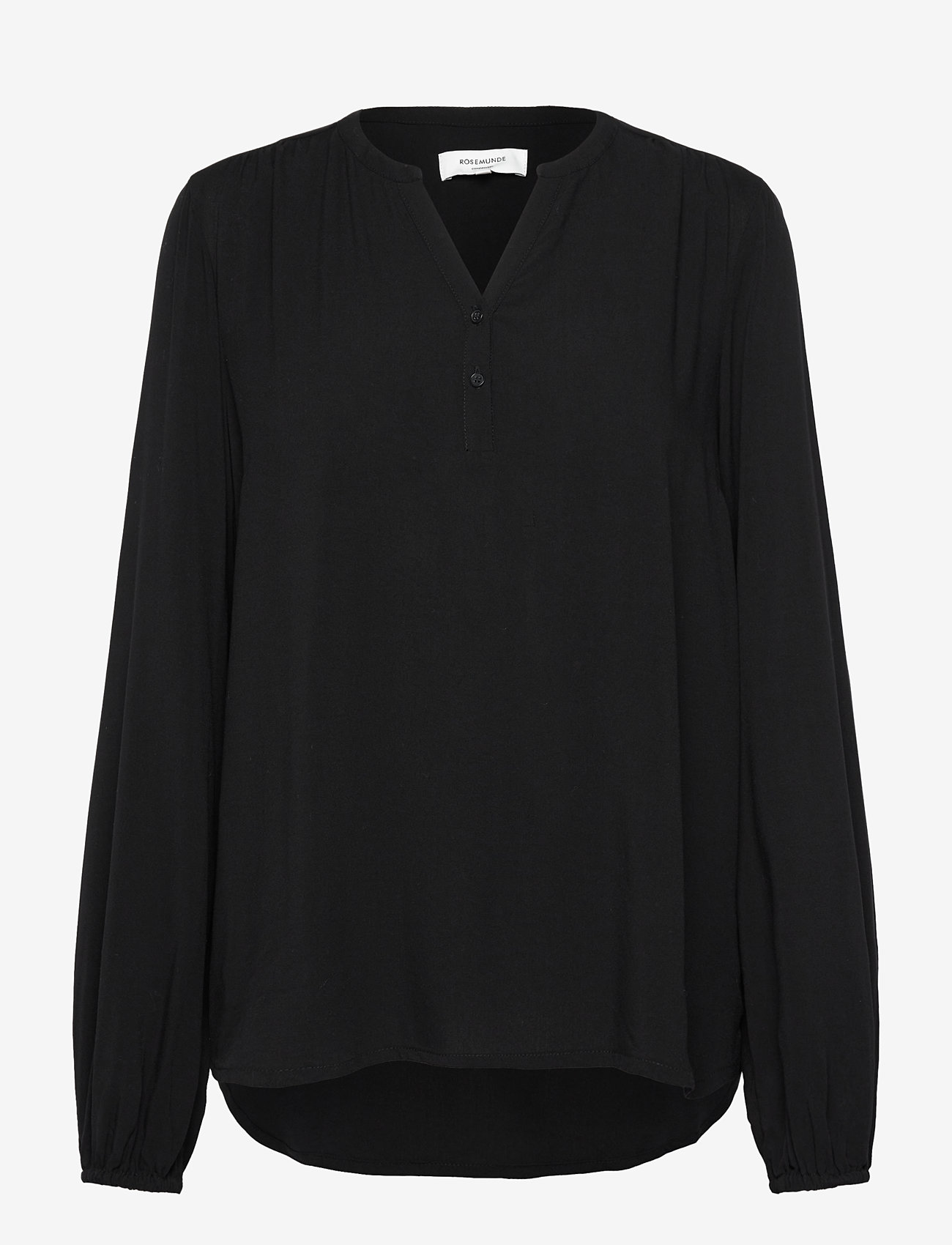 Rosemunde - RWElif LS V-neck Long Blouse - langärmlige blusen - black - 0