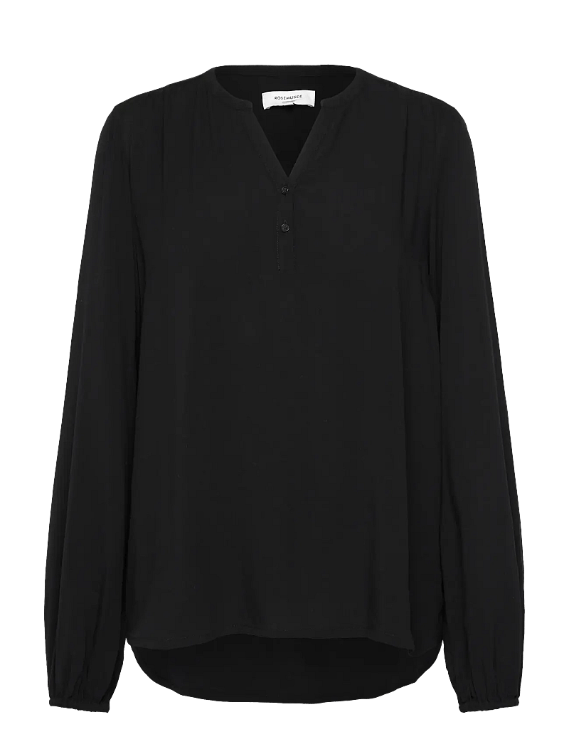 Rosemunde - RWElif LS V-neck Long Blouse - pikkade varrukatega pluusid - black - 0