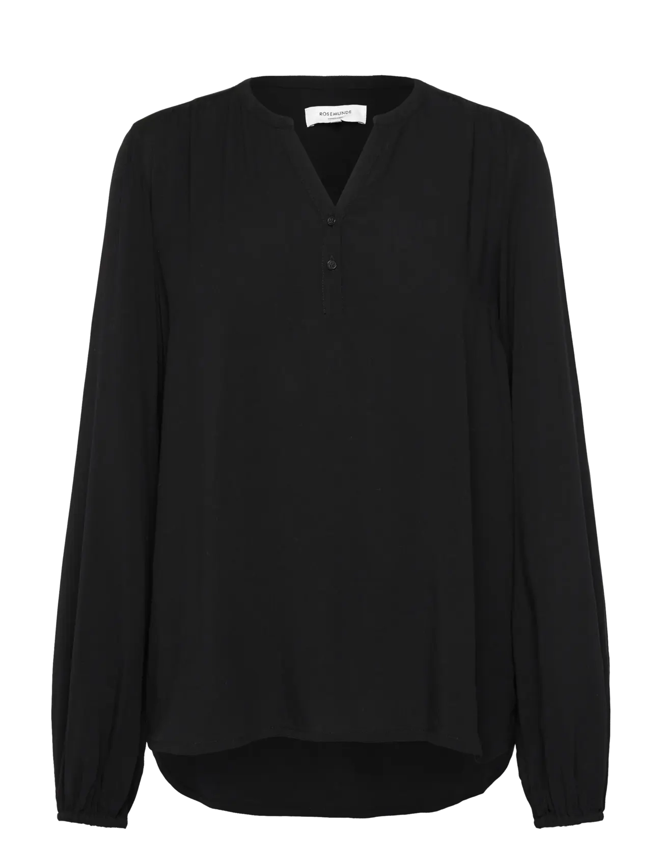 Rosemunde RWElif LS V-neck Long Blouse - Transitional Layering - BLACK / black