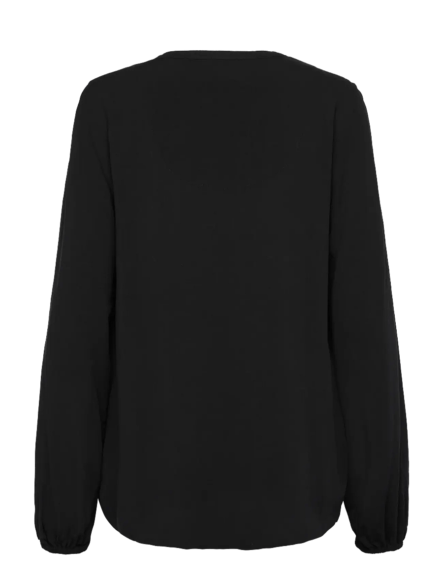 Rosemunde - RWElif LS V-neck Long Blouse - pitkähihaiset puserot - black - 1
