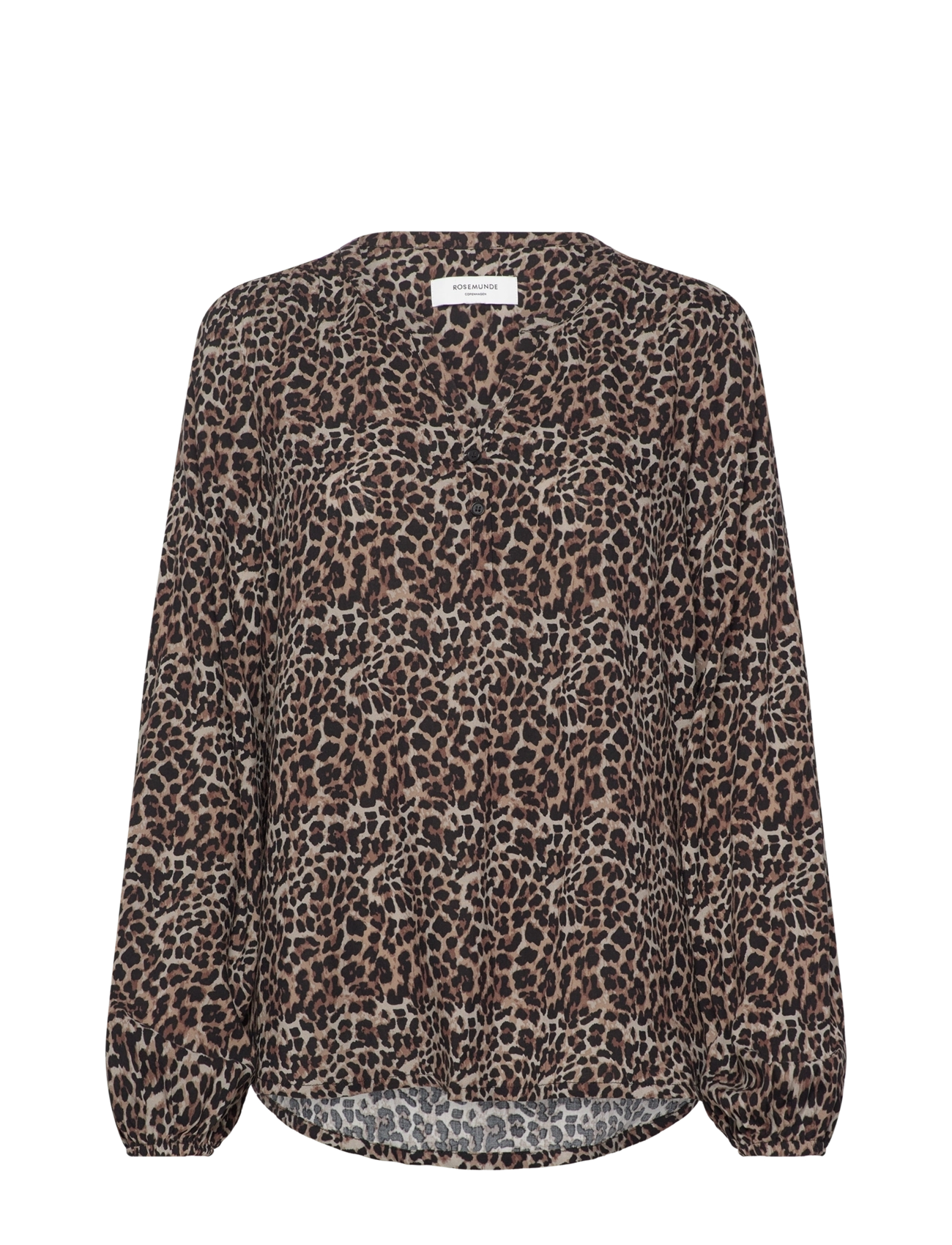 Rosemunde RWElif LS V-neck Long Blouse - Bluser - LEOPARD PRINT / brown