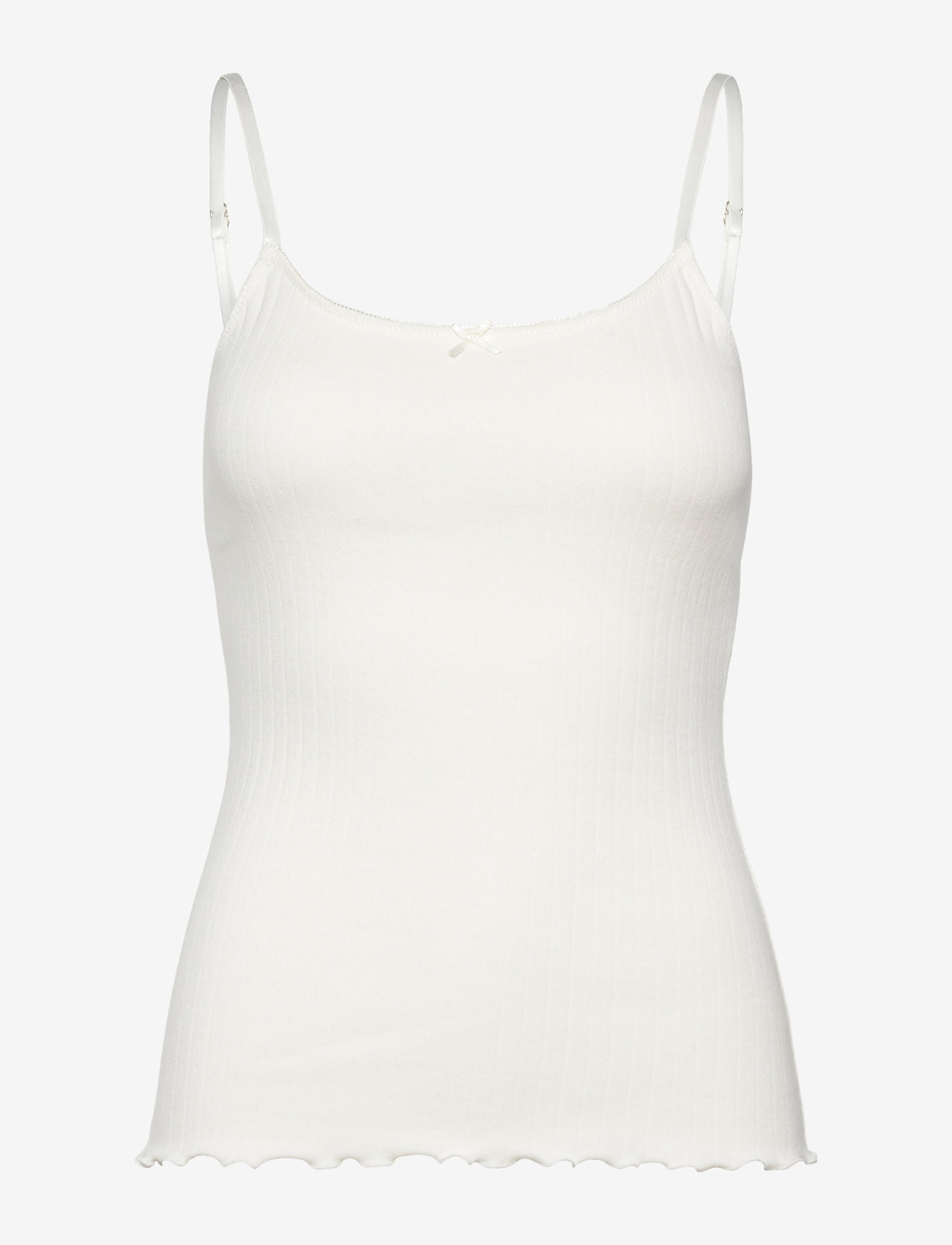 Rosemunde - RWBelmo Pointelle SL Strap Top - tanktops - cloud dancer - 1