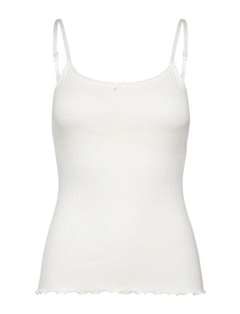 Rosemunde - RWBelmo Pointelle SL Strap Top - tanktops - cloud dancer - 1
