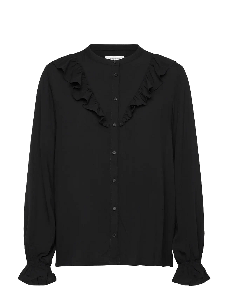 Rosemunde - RWElif LS Frill Shirt - langermede bluser - black - 0