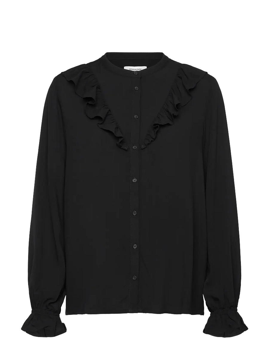 Rosemunde - RWElif LS Frill Shirt - långärmade blusar - black - 0
