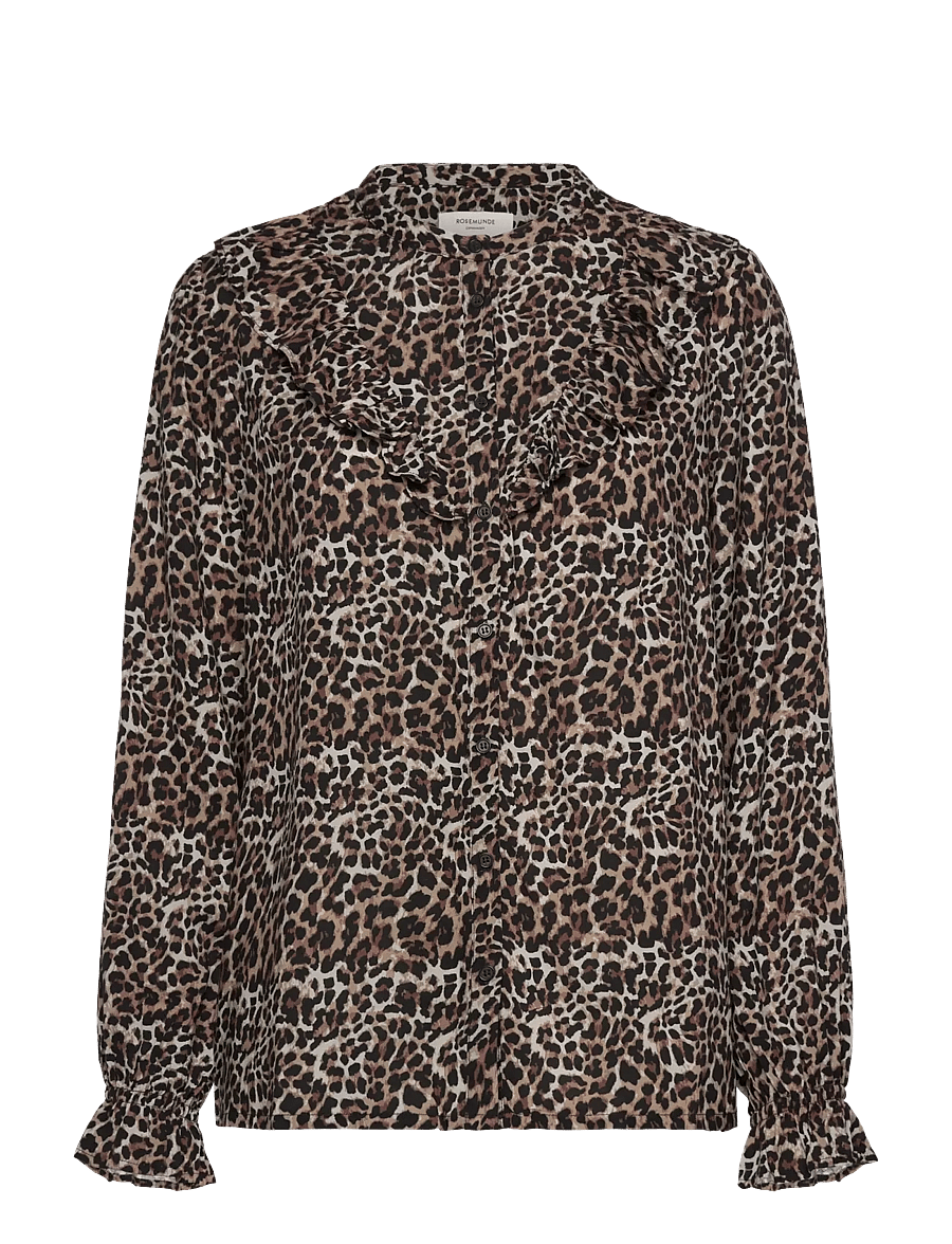 Rosemunde - RWElif LS Frill Shirt - langärmelige blusen - leopard print - 0