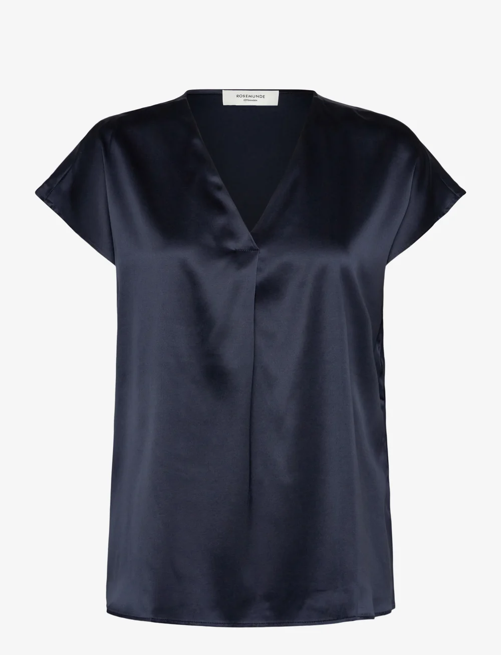 Rosemunde - RWJade Silk SS Blouse - kortærmede bluser - dark blue - 0