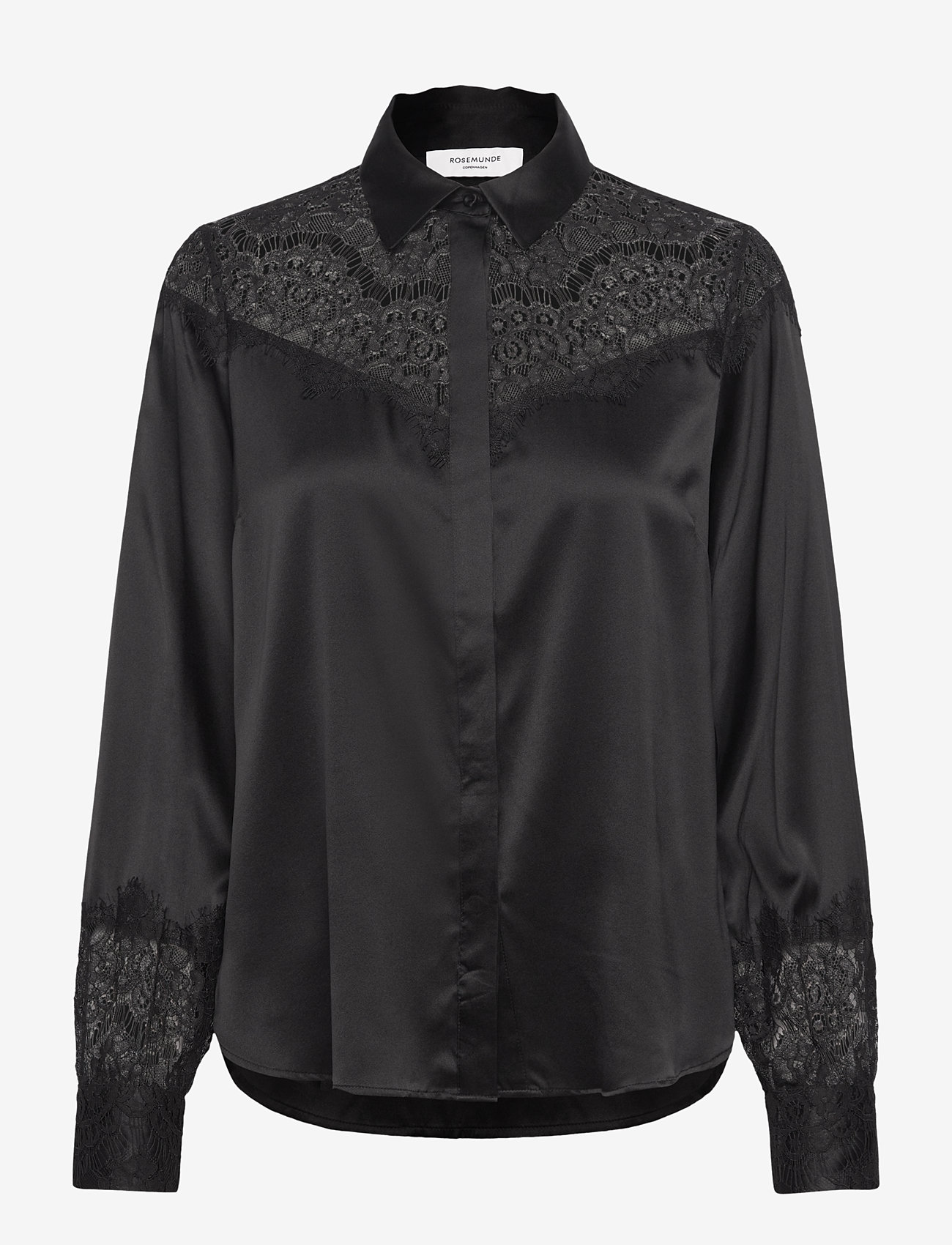 Rosemunde - RWJade LS Lace Shirt - langærmede bluser - black - 0