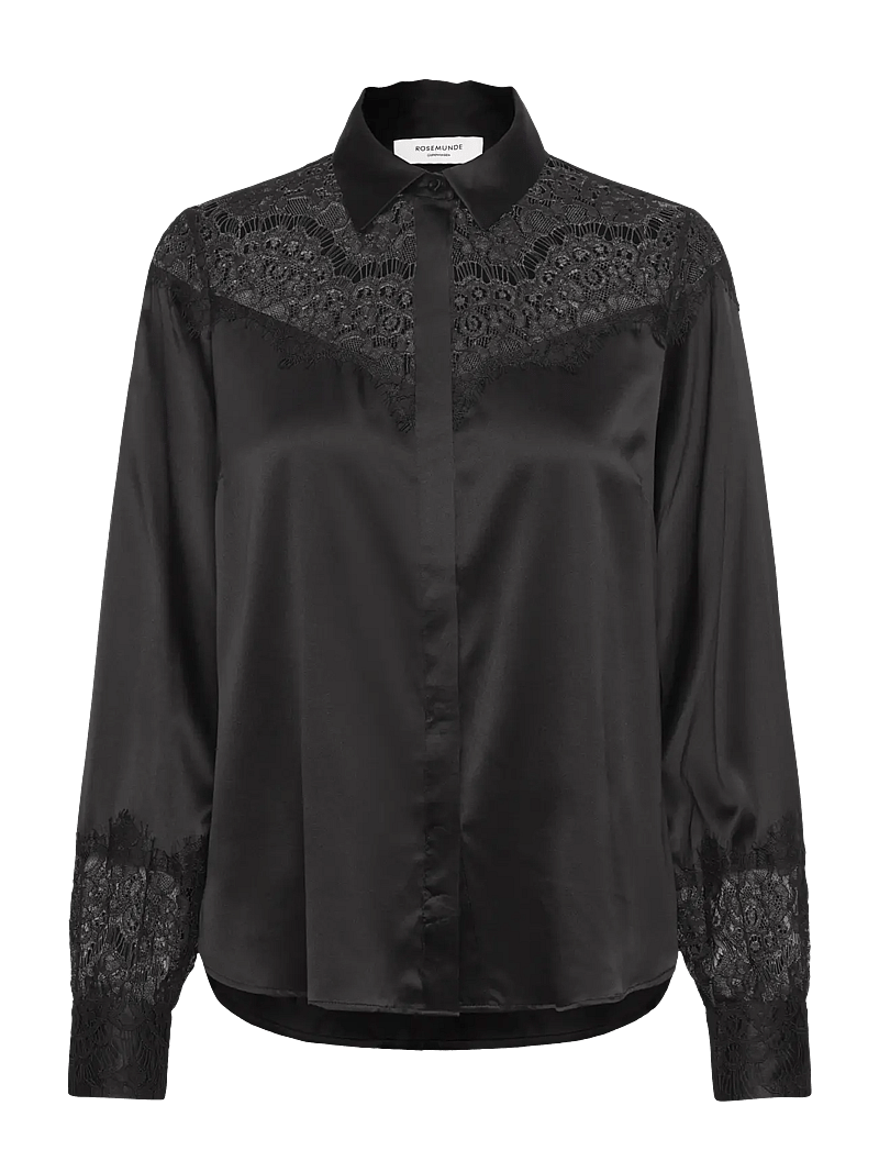 Rosemunde - RWJade LS Lace Shirt - langærmede bluser - black - 0