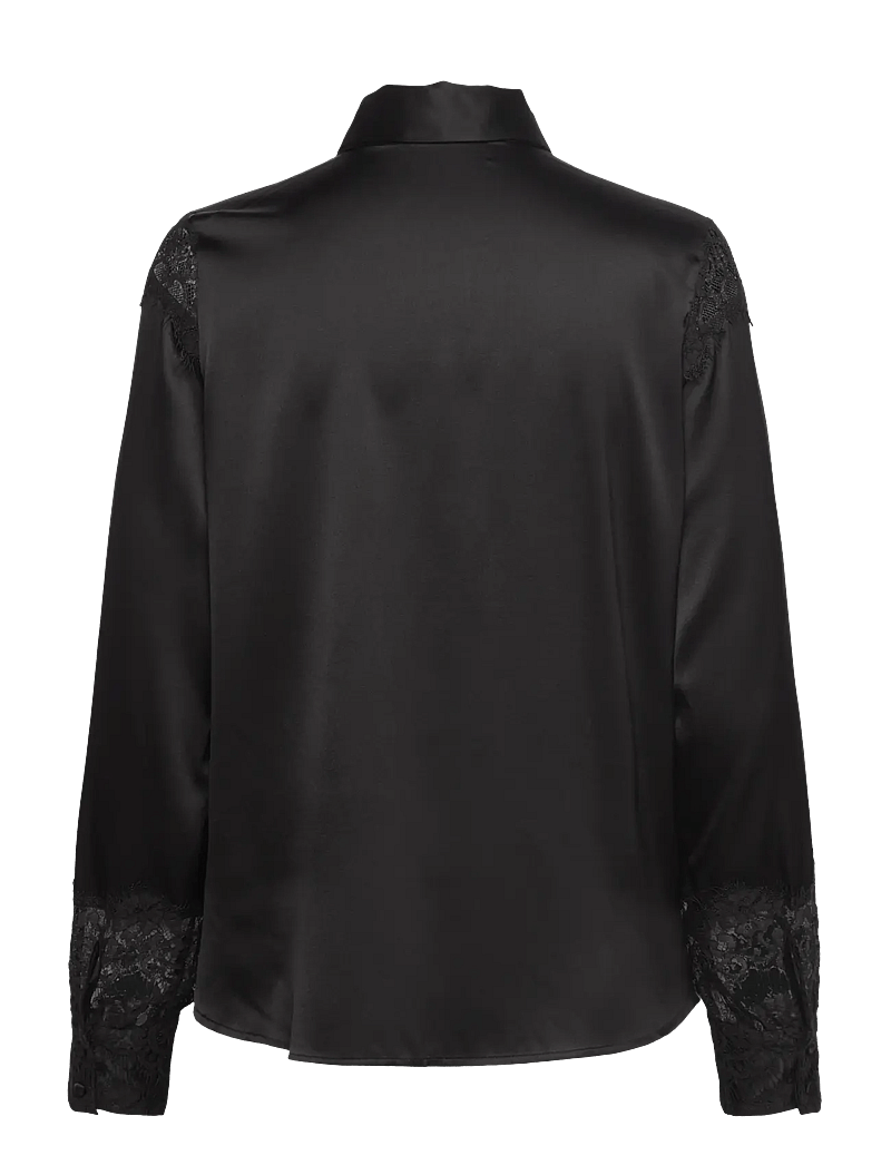Rosemunde - RWJade LS Lace Shirt - langærmede bluser - black - 1
