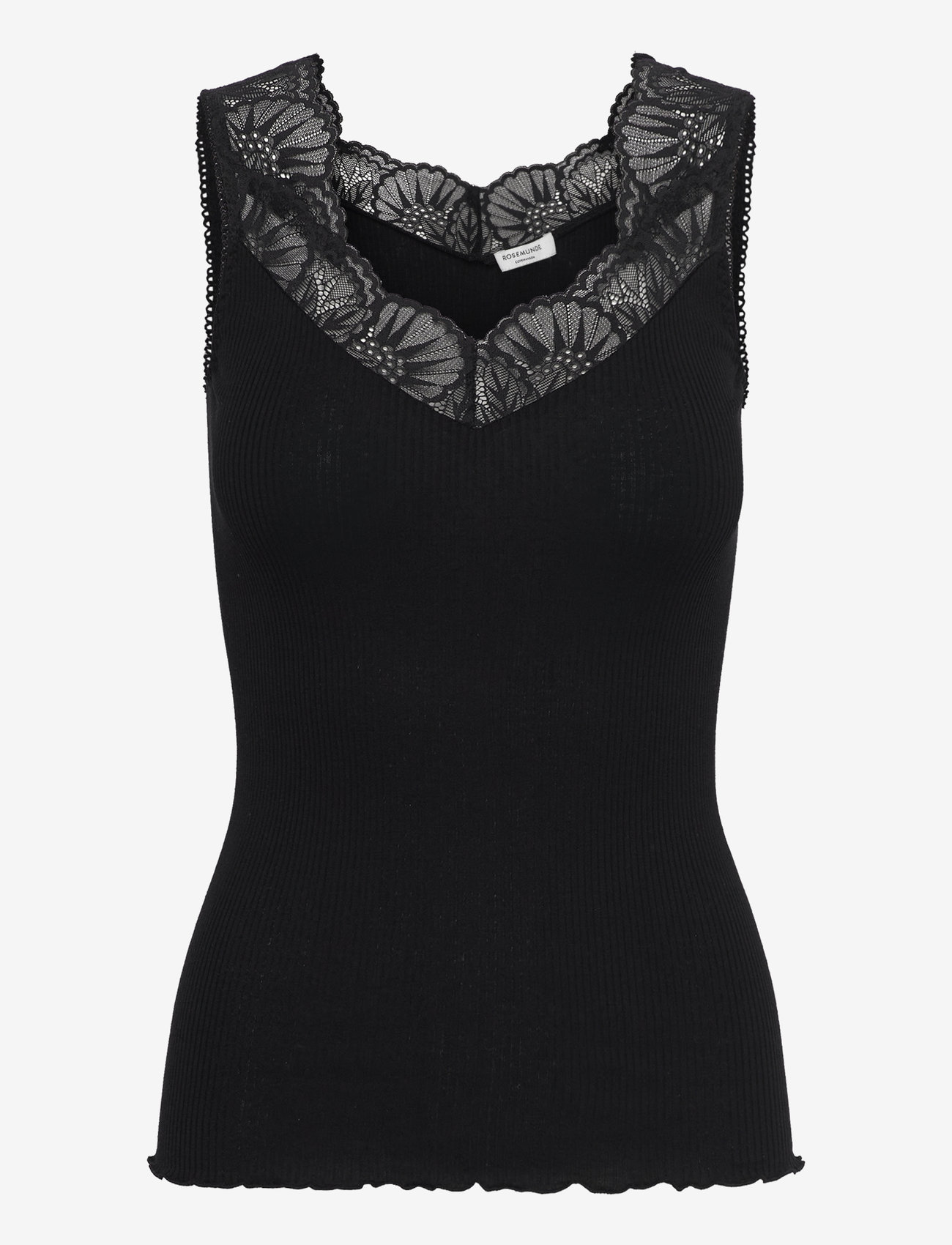 Rosemunde - RWBeatha Silk SL Lace Top - tanktops - black - 0
