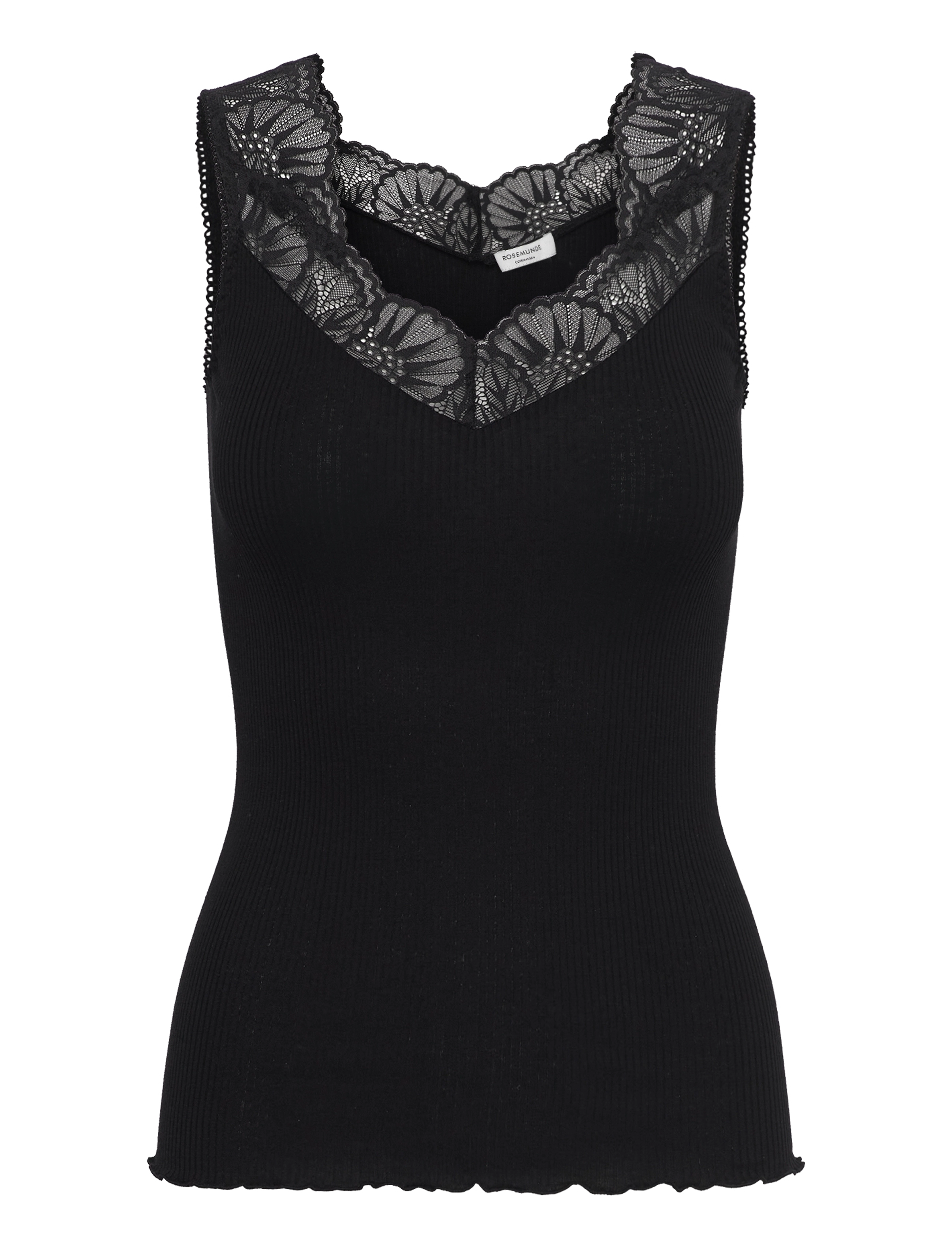 Rosemunde RWBeatha Silk SL Lace Top - Tøj - BLACK / black