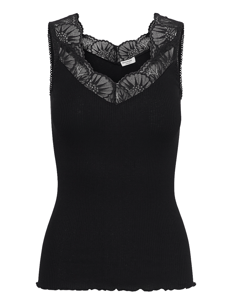 Rosemunde - RWBeatha Silk SL Lace Top - Ärmellose tops - black - 1