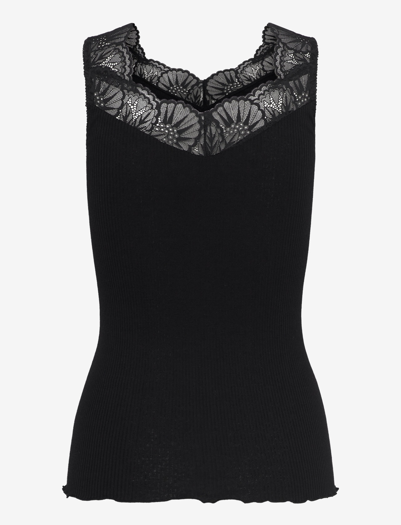 Rosemunde - RWBeatha Silk SL Lace Top - tanktops - black - 1