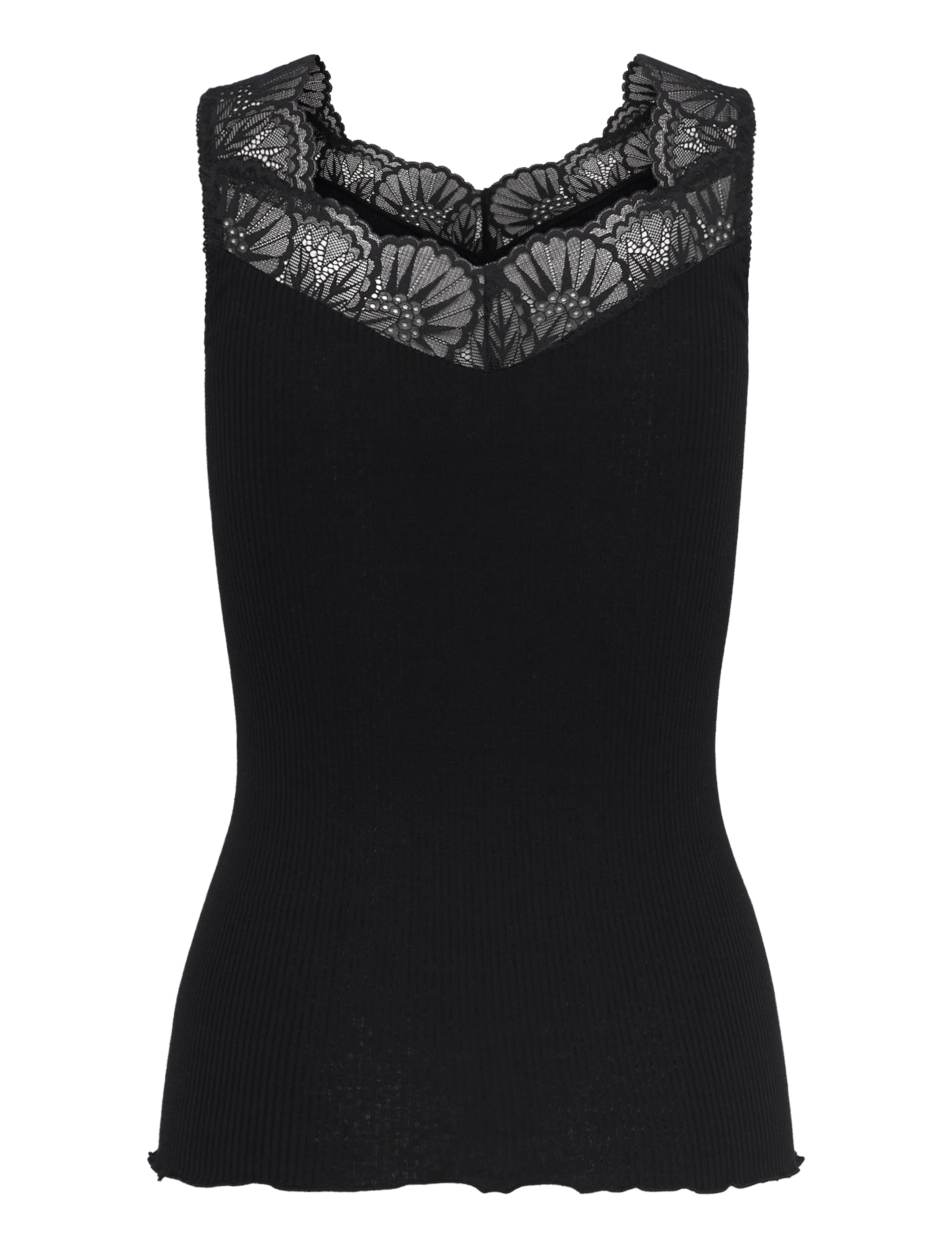 Rosemunde - RWBeatha Silk SL Lace Top - sleeveless tops - black - 2