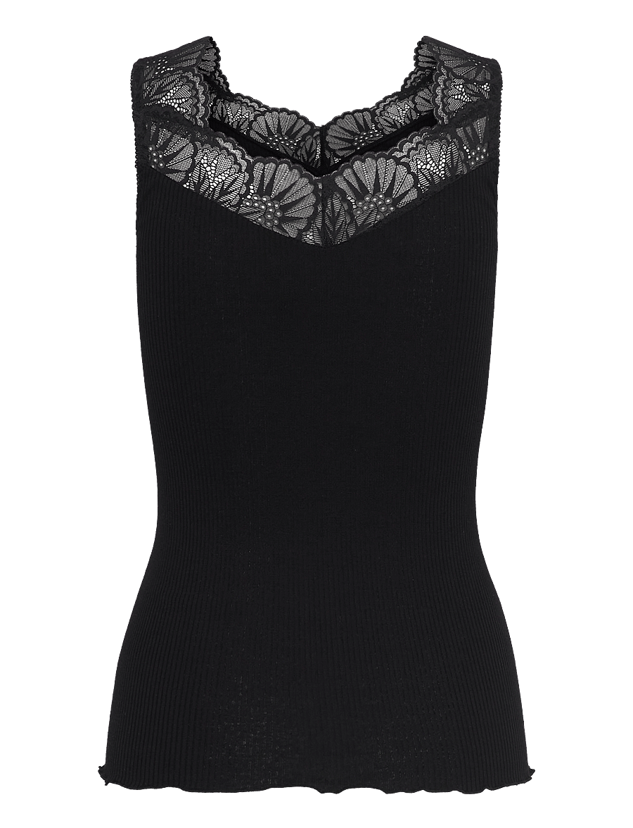 Rosemunde - RWBeatha Silk SL Lace Top - Ärmellose tops - black - 2